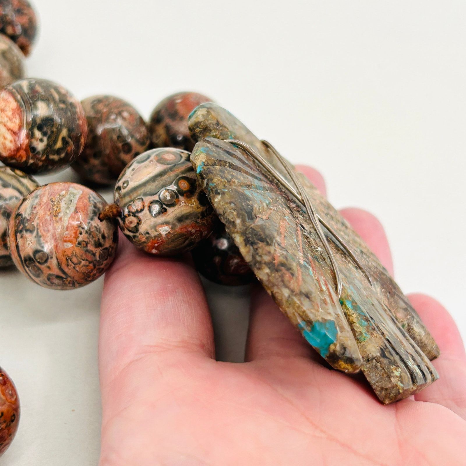 Handmade Leopard Skin Jasper Southwestern Hand-Carved Necklace Size ONE SIZE - 8 Thumbnail