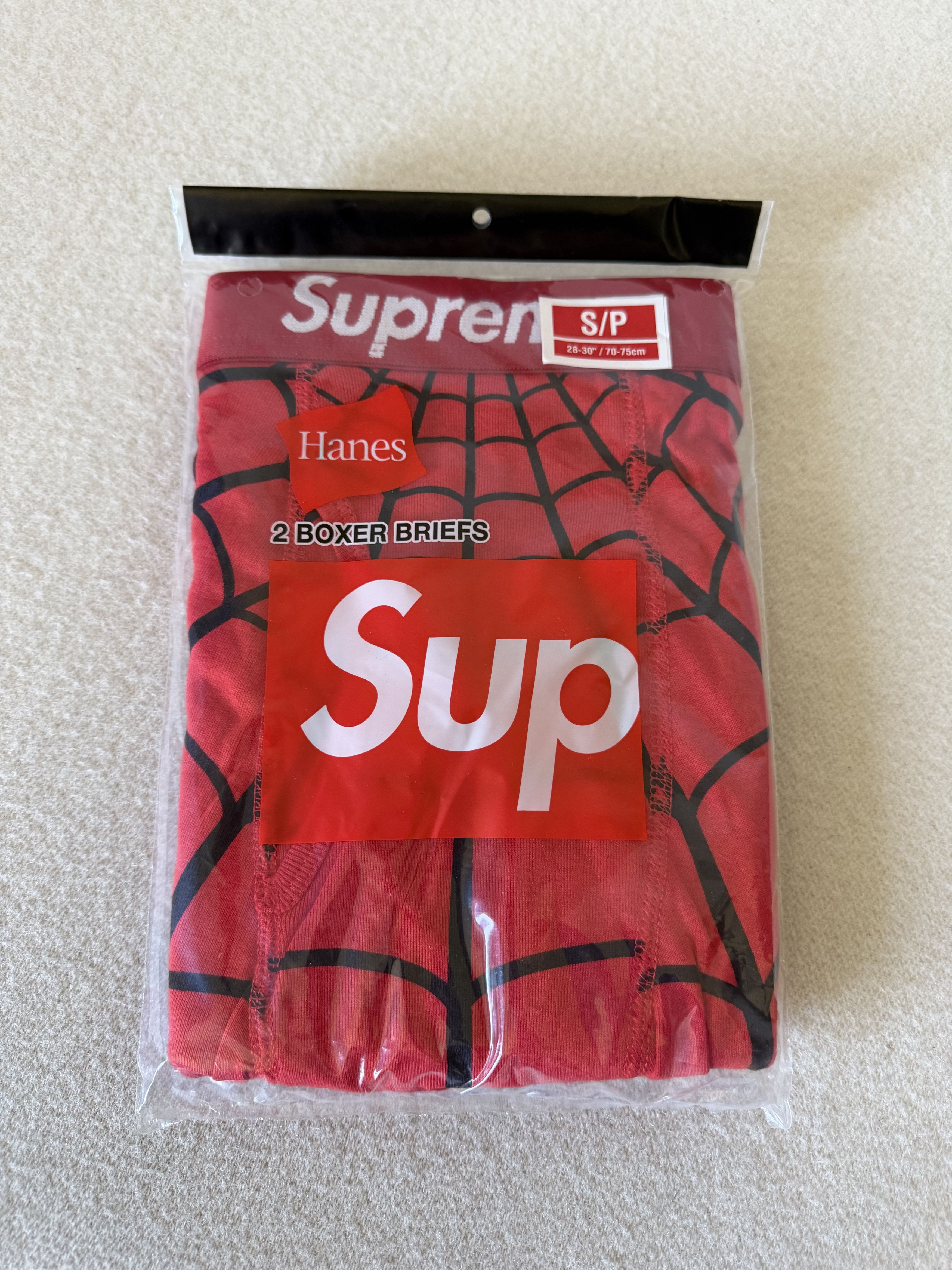 Hanes × Supreme Supreme Hanes Spider-Man Boxer Briefs 2-Pack in Red Size 30 - 1 Thumbnail