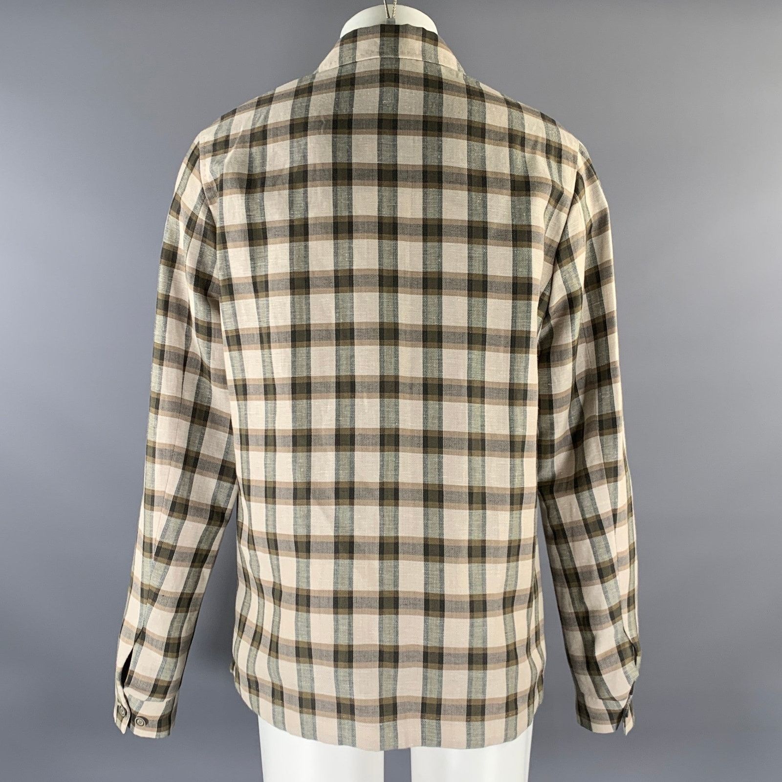 Other KLEIN EPSTEIN & PARKER M Tan Olive Plaid Wool Blend Coat Size US M / EU 48-50 / 2 - 3 Thumbnail