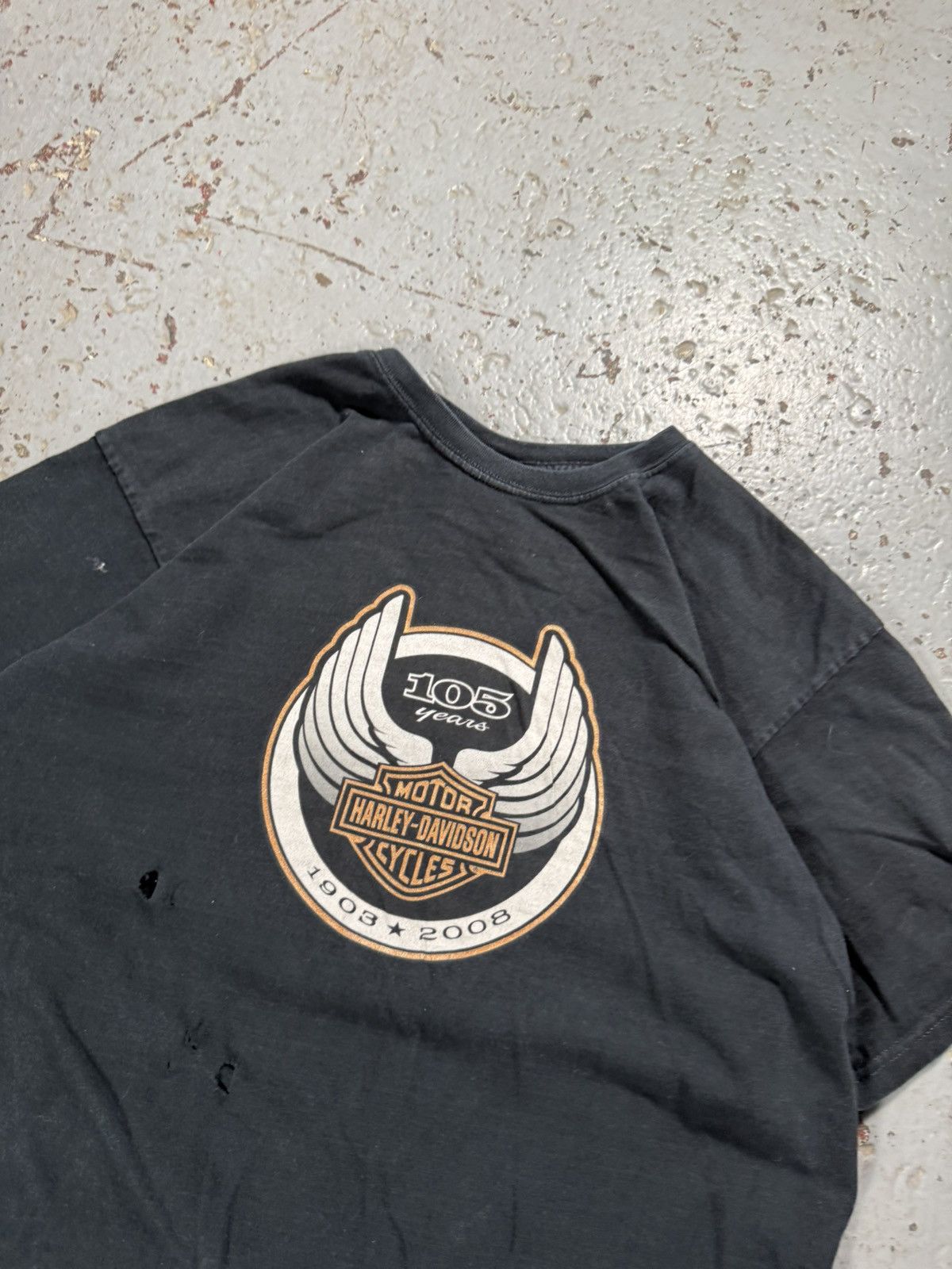 Harley Davidson Thrashed Distressed Harley Davidson 105 Years Tee Size US XL / EU 56 / 4 - 3 Thumbnail