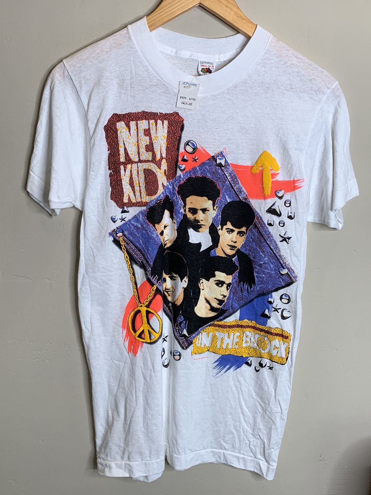 image of Band Tees x Rap Tees Vintage 1990 New Kids On The Block Single Stitch Shirt in White (Size Small)