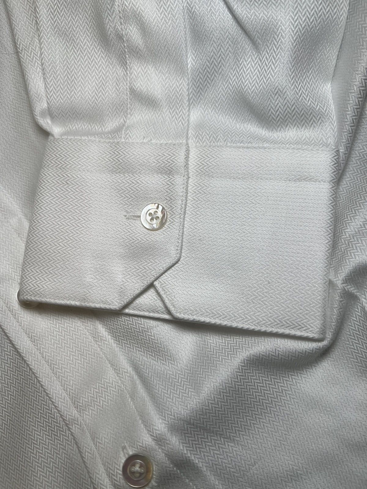 Hamilton Hamilton White Herringbone Long Sleeve Shirt – Custom Made Size US XL / EU 56 / 4 - 3 Thumbnail