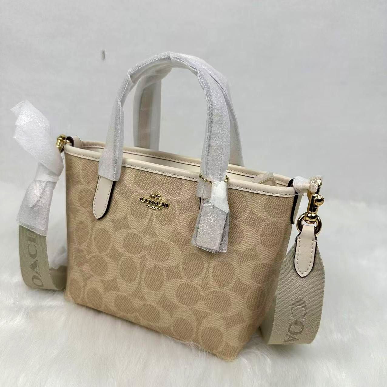 Coach Coach City Mini Tote Bag In Signature Canvas IN Sand CW032 Size ONE SIZE - 3 Thumbnail