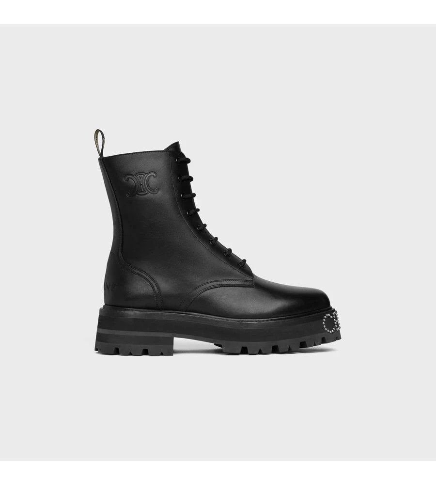 Celine o1bcso1str0824 Lace-Up Boot Studded Outsole Bulky Shiny Bull Size US 4 / IT 34 - 1 Thumbnail