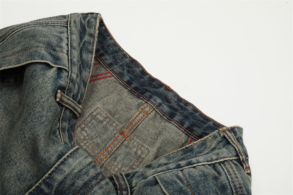 Japanese Brand × Jean Men's contrast striped loose punk distressed washed jeans Size US 32 / EU 48 - 5 Thumbnail