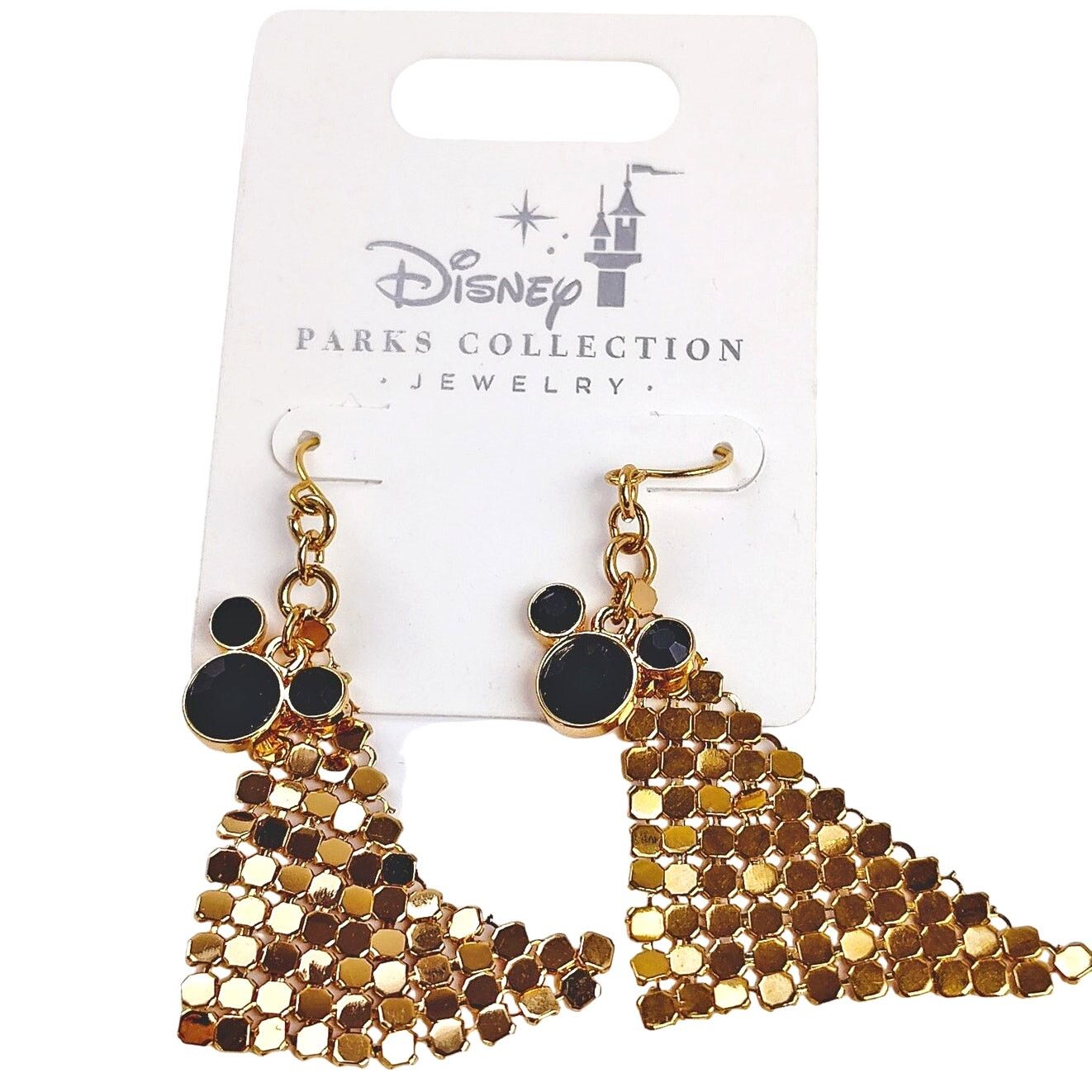 Disney Disney Mickey Mouse Dangle Earrings Black Gold Webbed NIP Size ONE SIZE - 1 Thumbnail