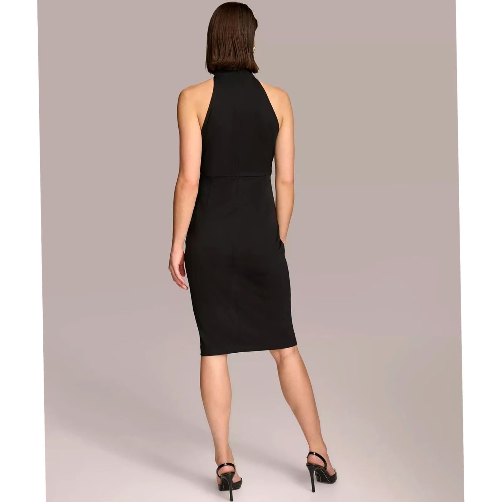Donna Karan DONNA KARAN NEW YORK Womens Mock Neck Jersey Wrap Dress, black, 14 Size XL / US 12-14 / IT 48-50 - 2 Thumbnail