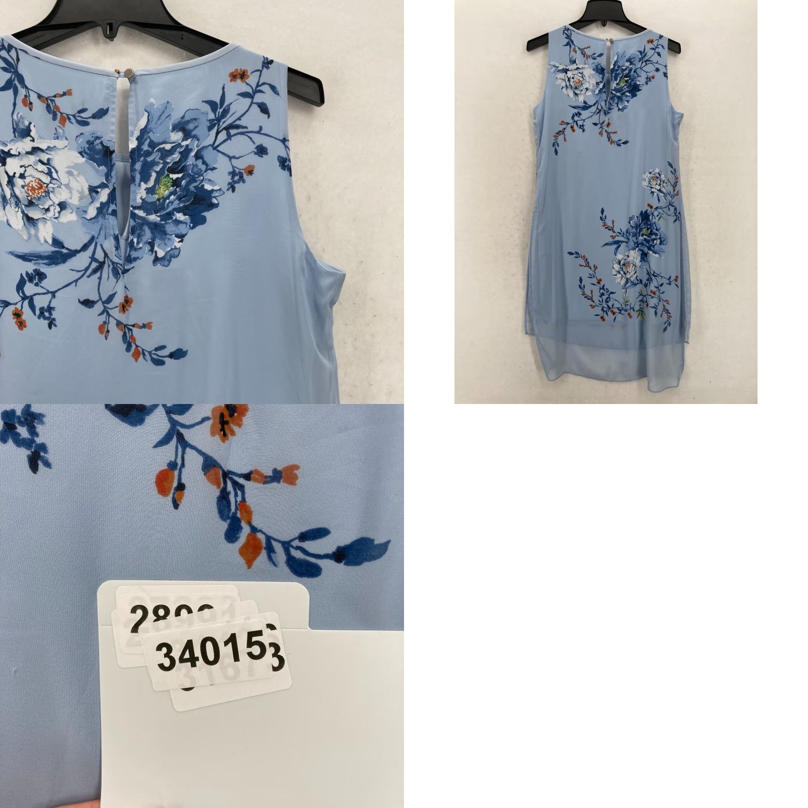 White House Black Market White House Black Market Floral Chiffon Overlay Dress Sky Blue Small NWT Elegant Size S / US 4 / IT 40 - 9 Thumbnail