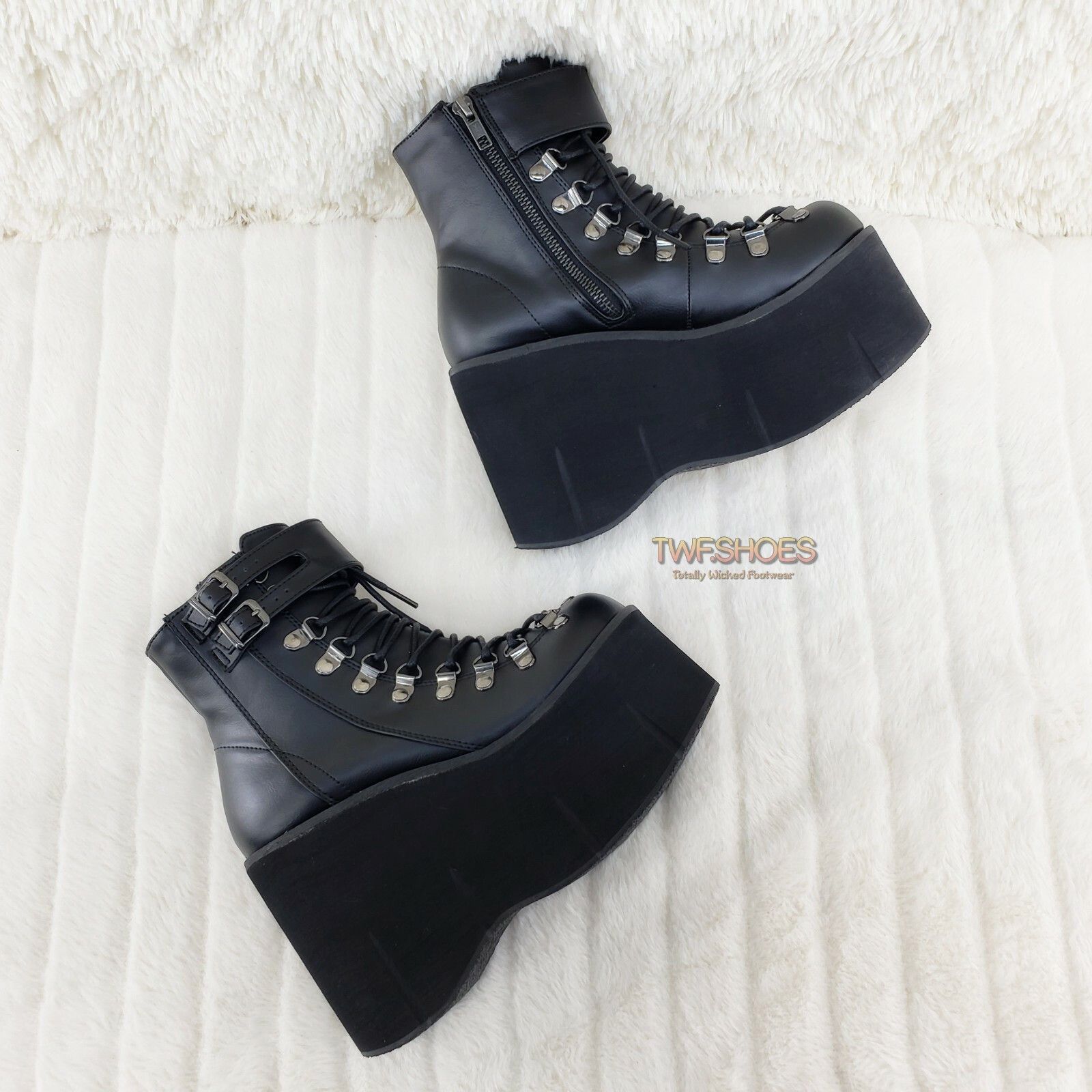 Demonia Cult DEMONIA Kera 21 Black Ankle Boot 4.5" Platform Cuff Straps G Size US 11 / IT 41 - 1 Thumbnail