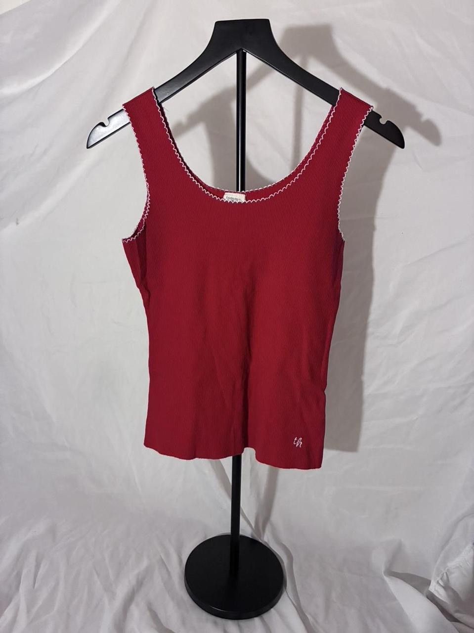Tommy Hilfiger Vintage Tommy Jeans th Embroidered Ribbed Scoop Neck Tank Size L / US 10 / IT 46 - 1 Thumbnail