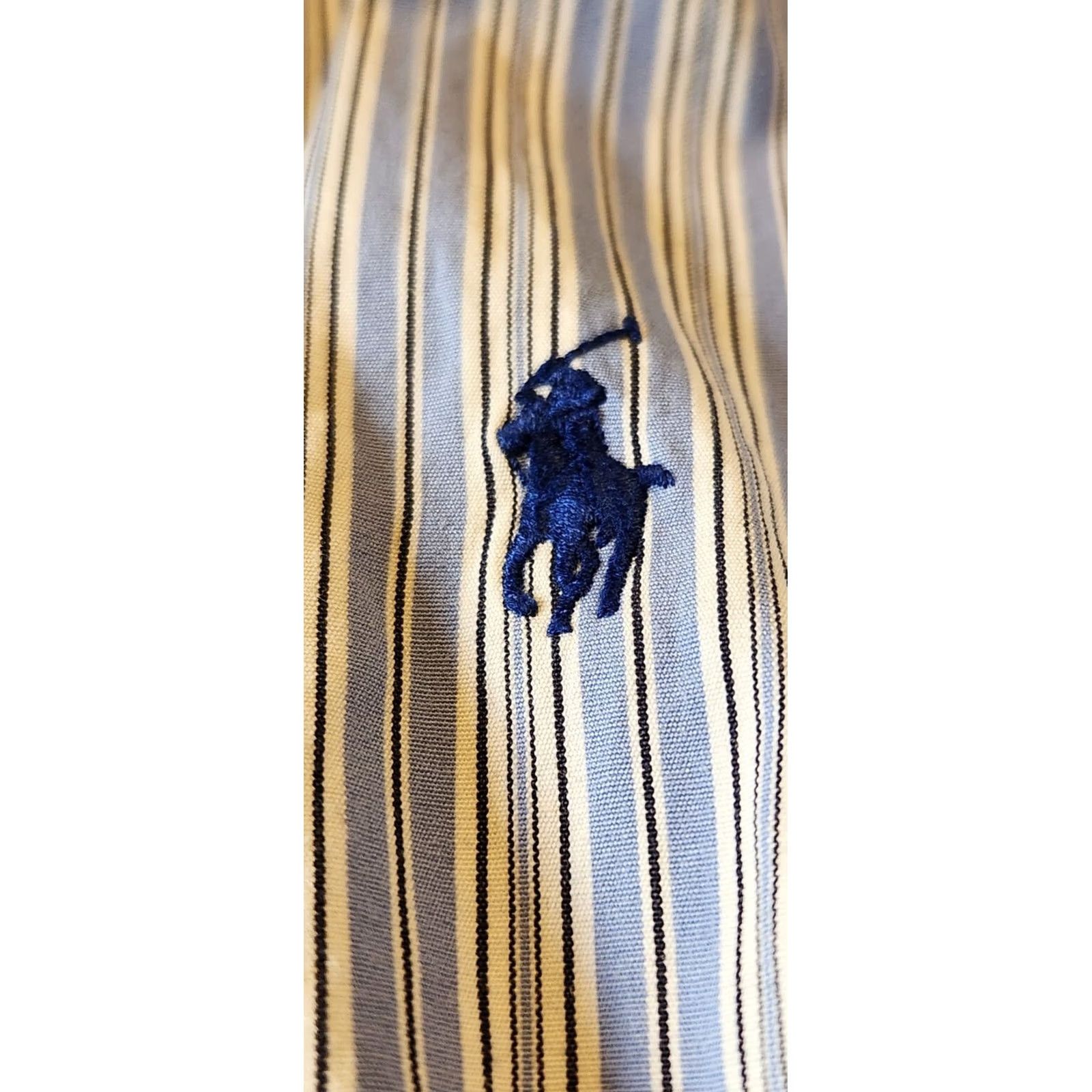 Ralph Lauren Polo Ralph Lauren Dress Shirt Blue Striped 17 34/35 Custom Fit Men Shirt Regular Long Sleeve Button Collar Spread Preppy Casual Size 46R - 4 Thumbnail
