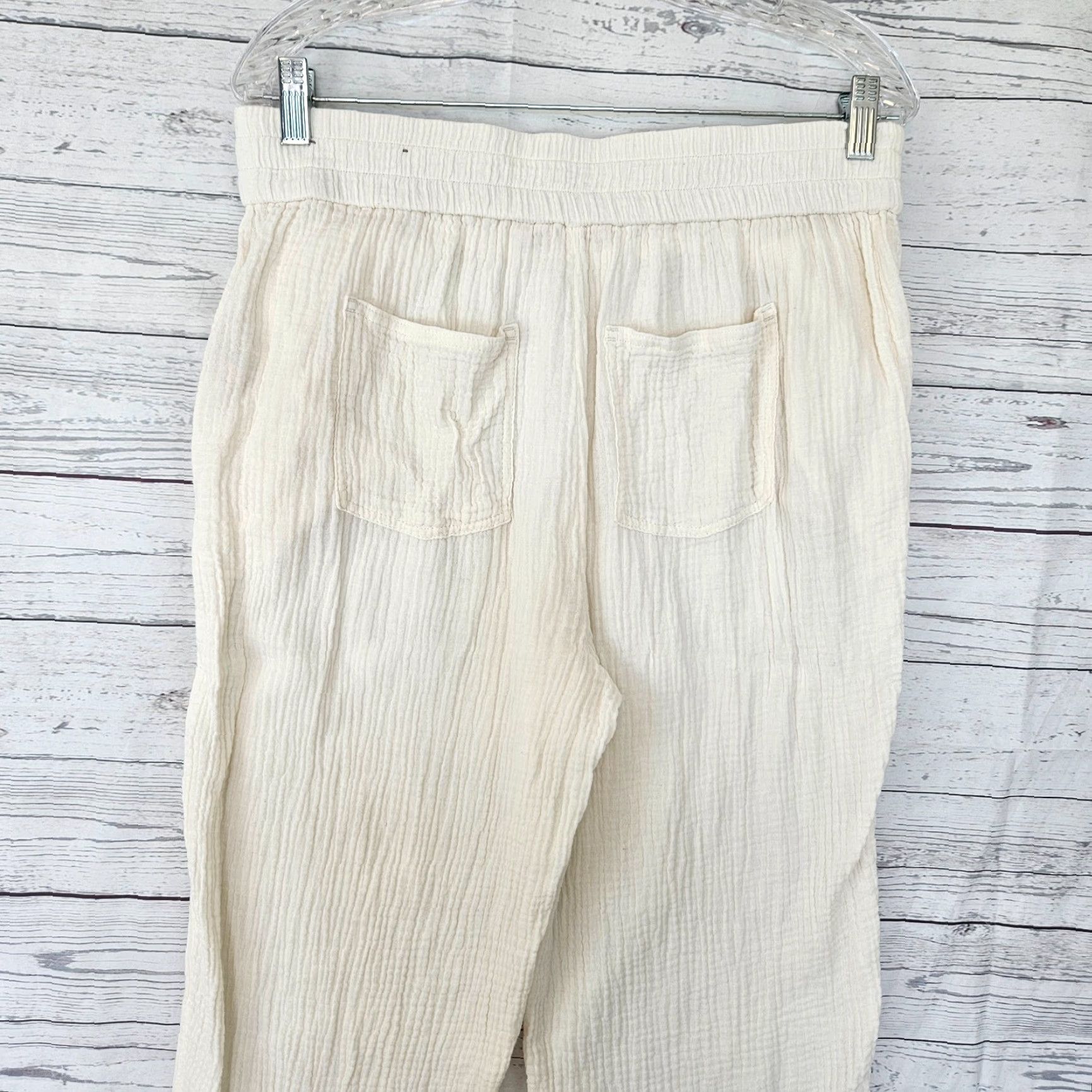 Soft Surroundings Soft Surroundings Womens Gauze Cropped Pants Sz Medium Cream Pull On Size 32" / US 10 / IT 46 - 6 Thumbnail