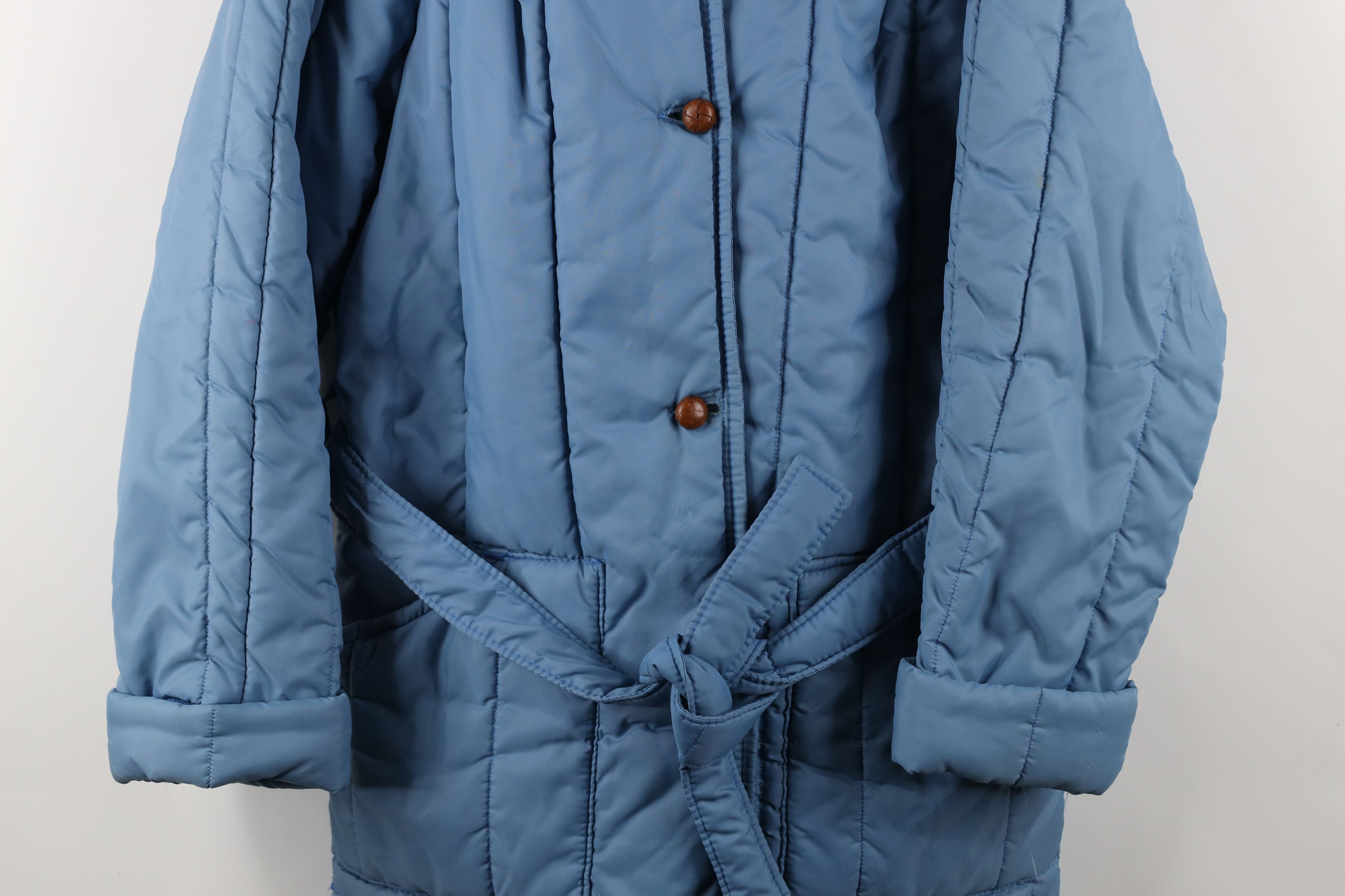 Vintage Vintage 70s Streetwear Belted Quilted Puffer Jacket Blue Size L / US 10 / IT 46 - 3 Thumbnail