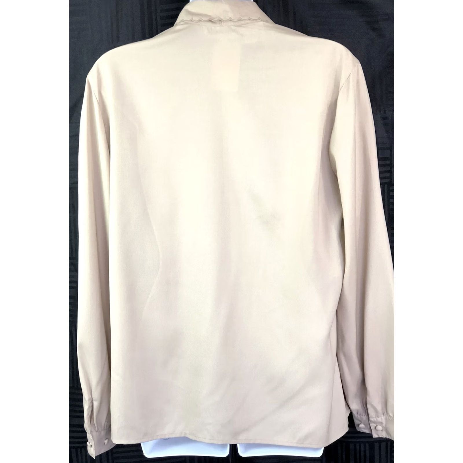 Vintage Vintage blouse L beige ButtonUp scallop collar Edwardian career 80s secretary 14 Size L / US 10 / IT 46 - 3 Thumbnail