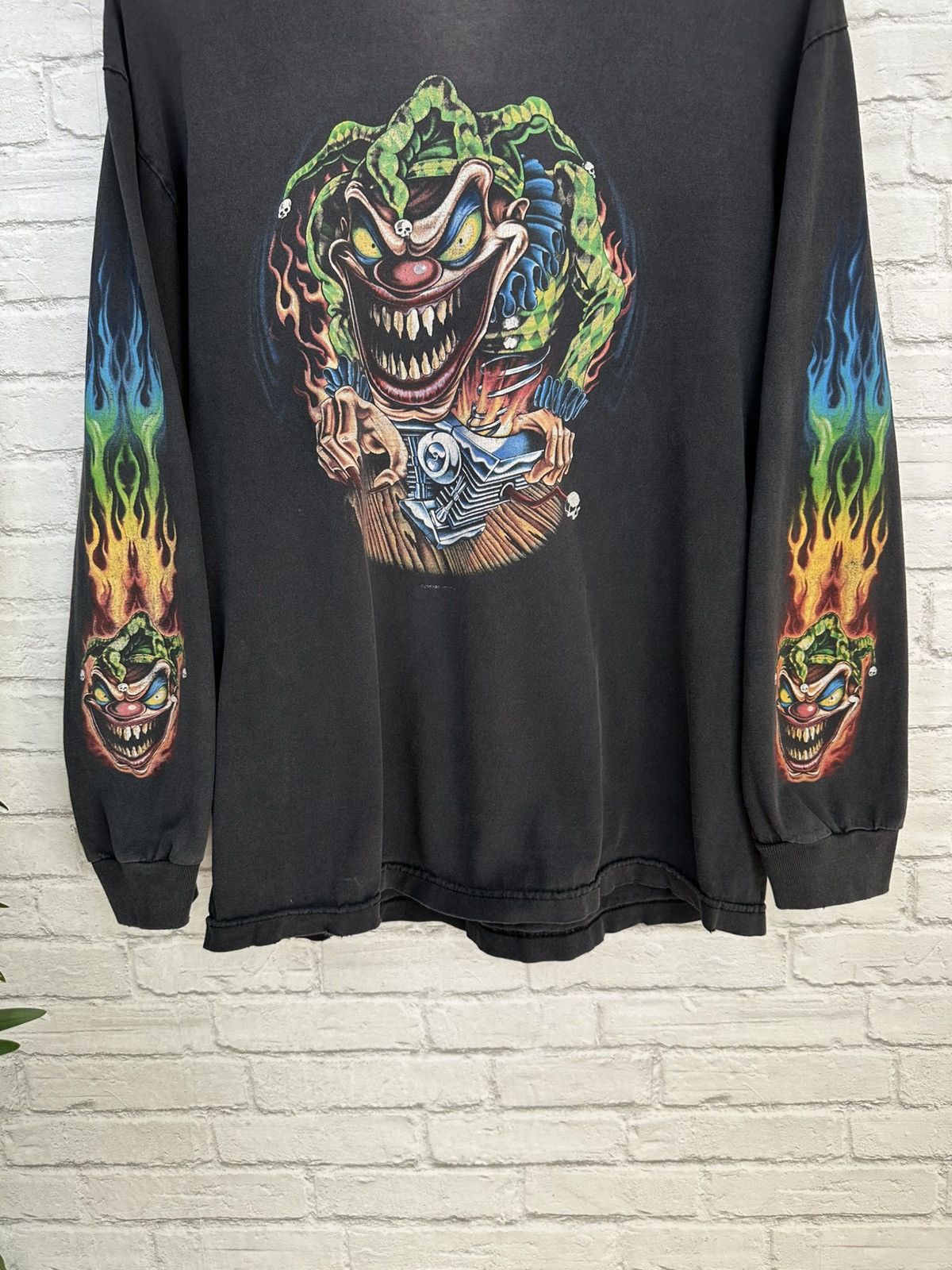 Vintage (L) THRASHED DEMENTED CLOWN Faded Vintage Longsleeve Tee Size US L / EU 52-54 / 3 - 5 Thumbnail