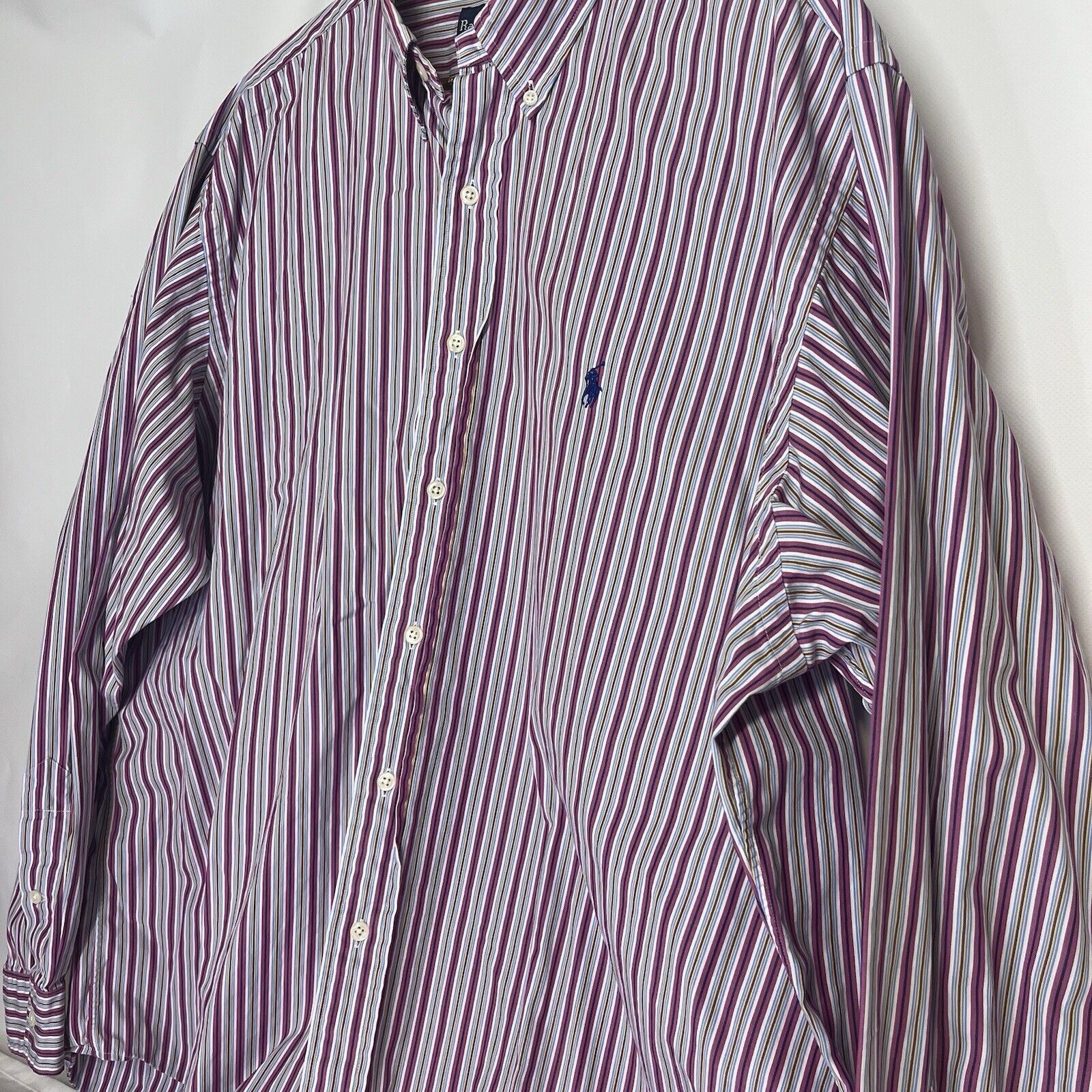Ralph Lauren Classic Fit 100% Cotton Oxford Purple Striped Preppy Size US XXL / EU 58 / 5 - 3 Thumbnail