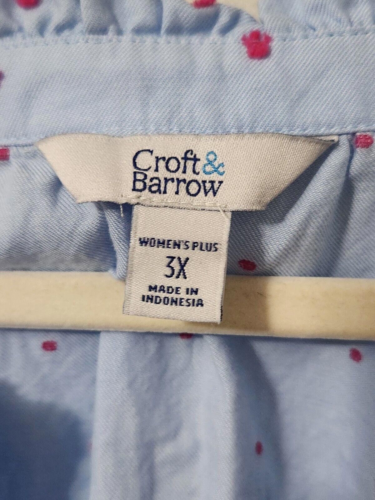 Croft & Barrow Croft And Barrow Top Plus Size 3x Blue Pink Polka Dot Size 3XL / US 20-22 - 2 Thumbnail