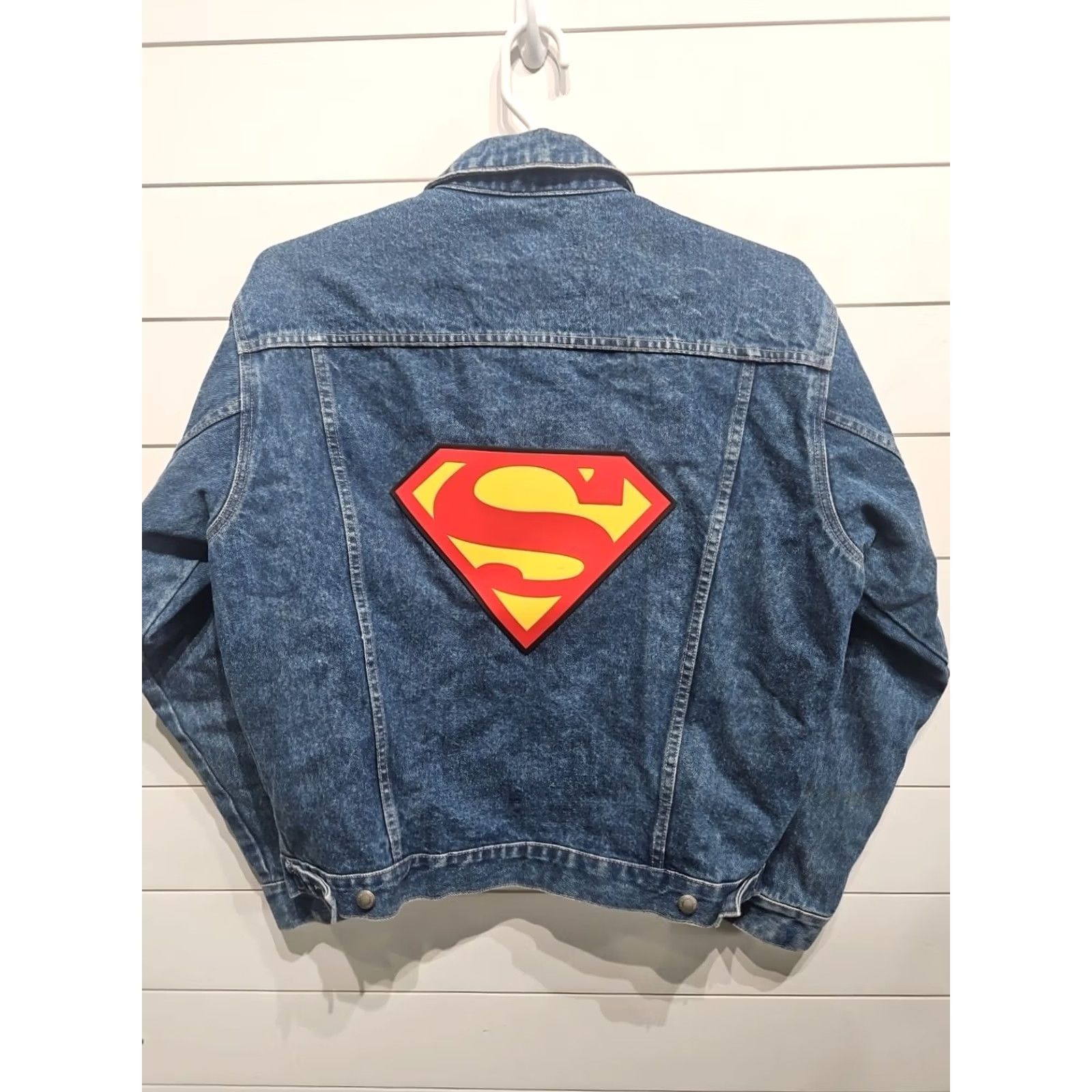 Vintage VINTAGE Warner Bros Superman DC Comics Denim Blue Jean Jacket Mens M RARE Size US 31 - 5 Thumbnail
