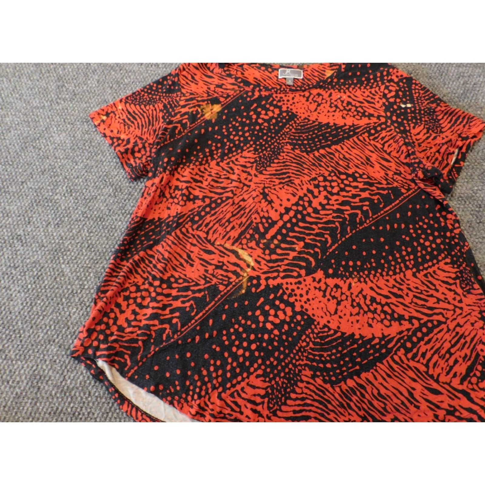 JM Collection JM Collection Blouse Women 1X Plus Red Crew Neck Knit Stretch Casual Sleeve Long Sleeve Geometric Rayon Top Basic Vintage No Size XL / US 12-14 / IT 48-50 - 2 Thumbnail