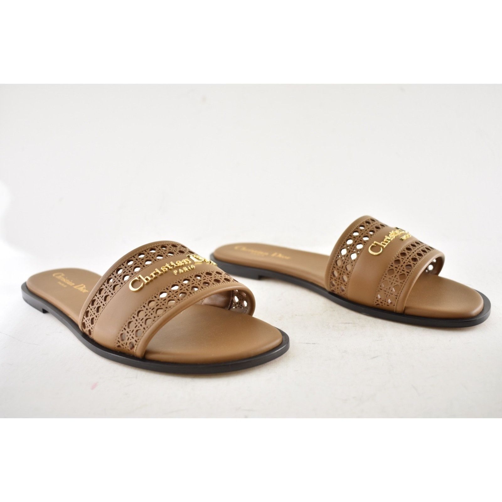 Dior Dior D-Lane Dway Micro Cannage Chestnut Leather Slide 37 Size US 7 / IT 37 - 5 Thumbnail