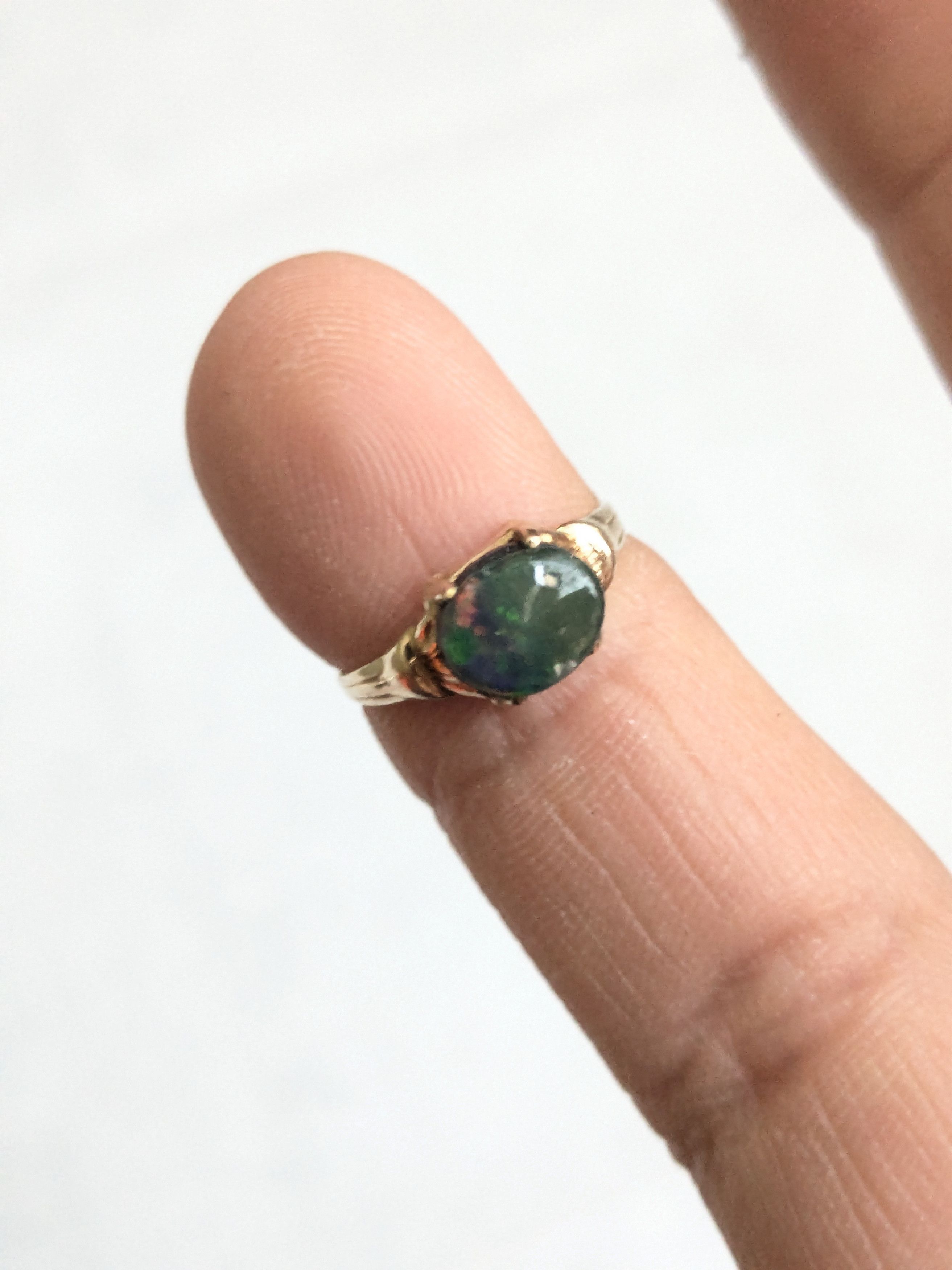 Jewelry 10k Yellow Gold Ring Black Opal Oval Size ONE SIZE - 11 Thumbnail