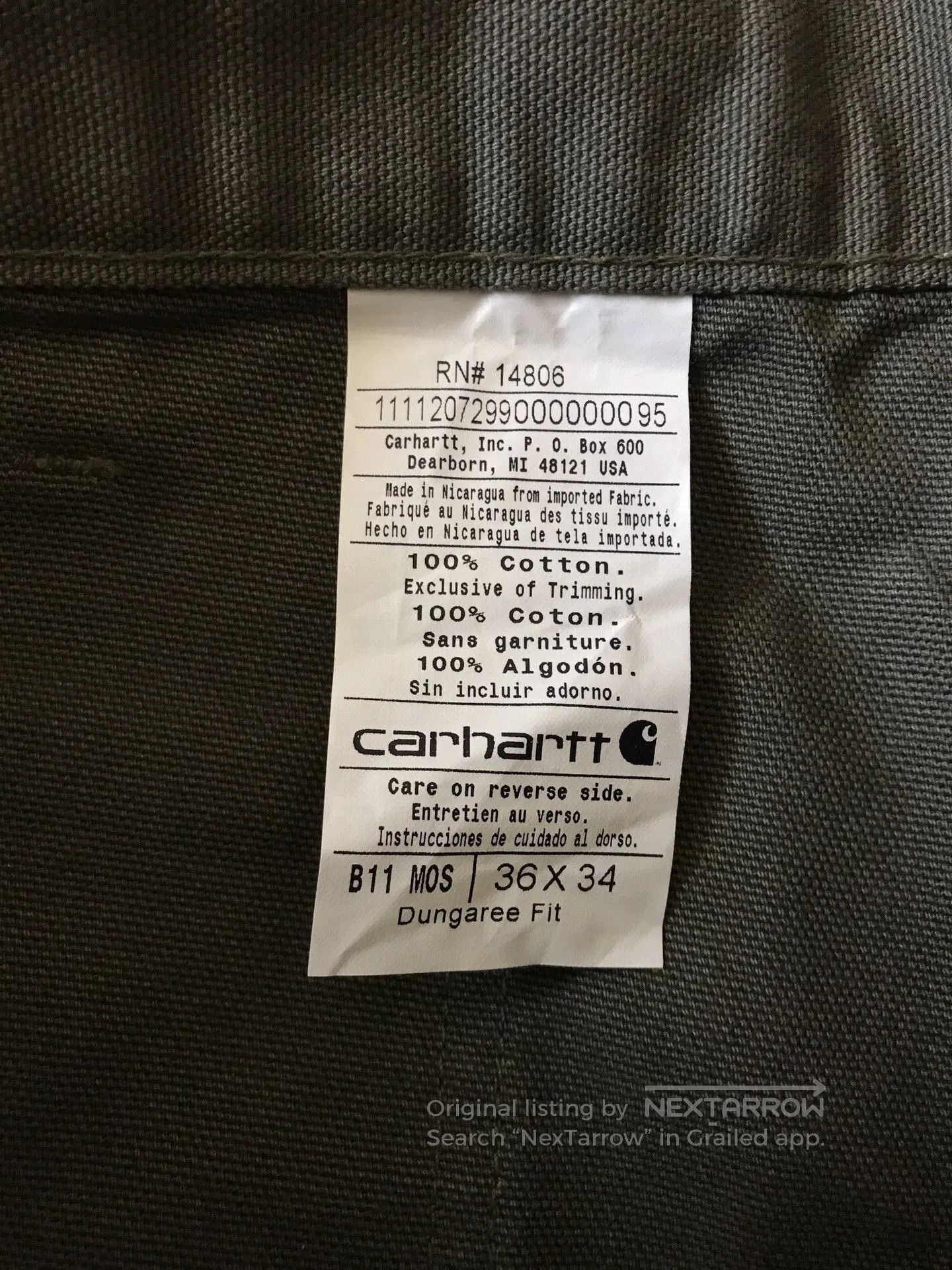Carhartt Carhartt B11 MOS Work Pants W36L34. Size US 36 / EU 52 - 9 Thumbnail