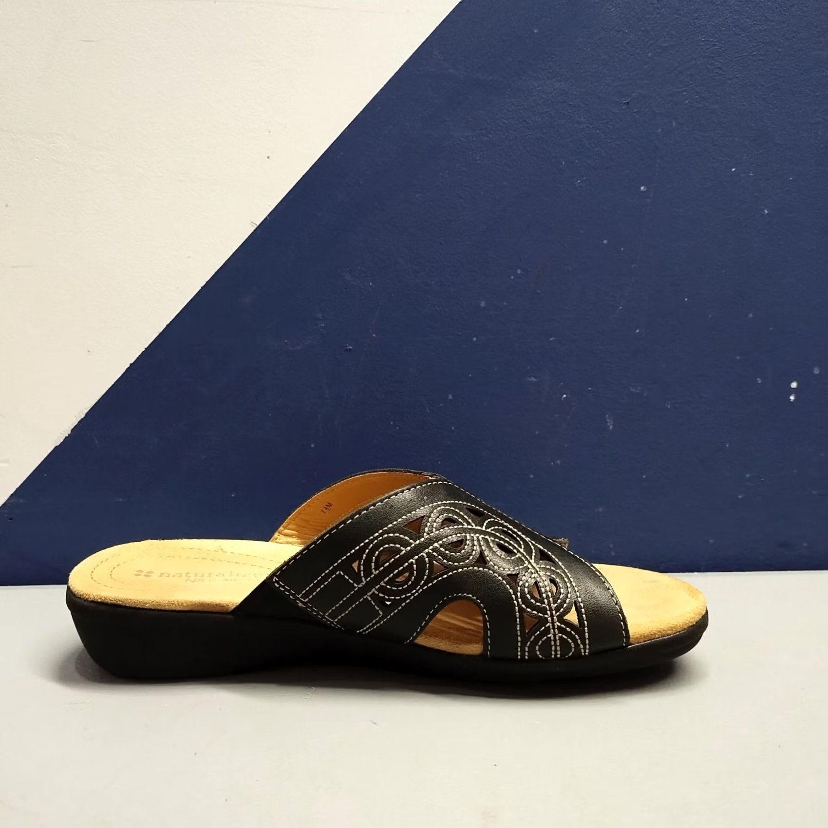 Naturalizer Naturalizer N5 Comfort Slide Sandals Women US 7.5 Black Tan Wedge Slip On Size US 8 / IT 38 - 7 Thumbnail