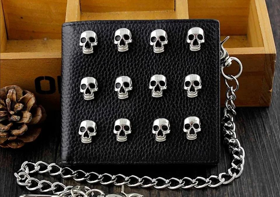 Japanese Brand Skull studded wallet with chain Size ONE SIZE - 1 Thumbnail