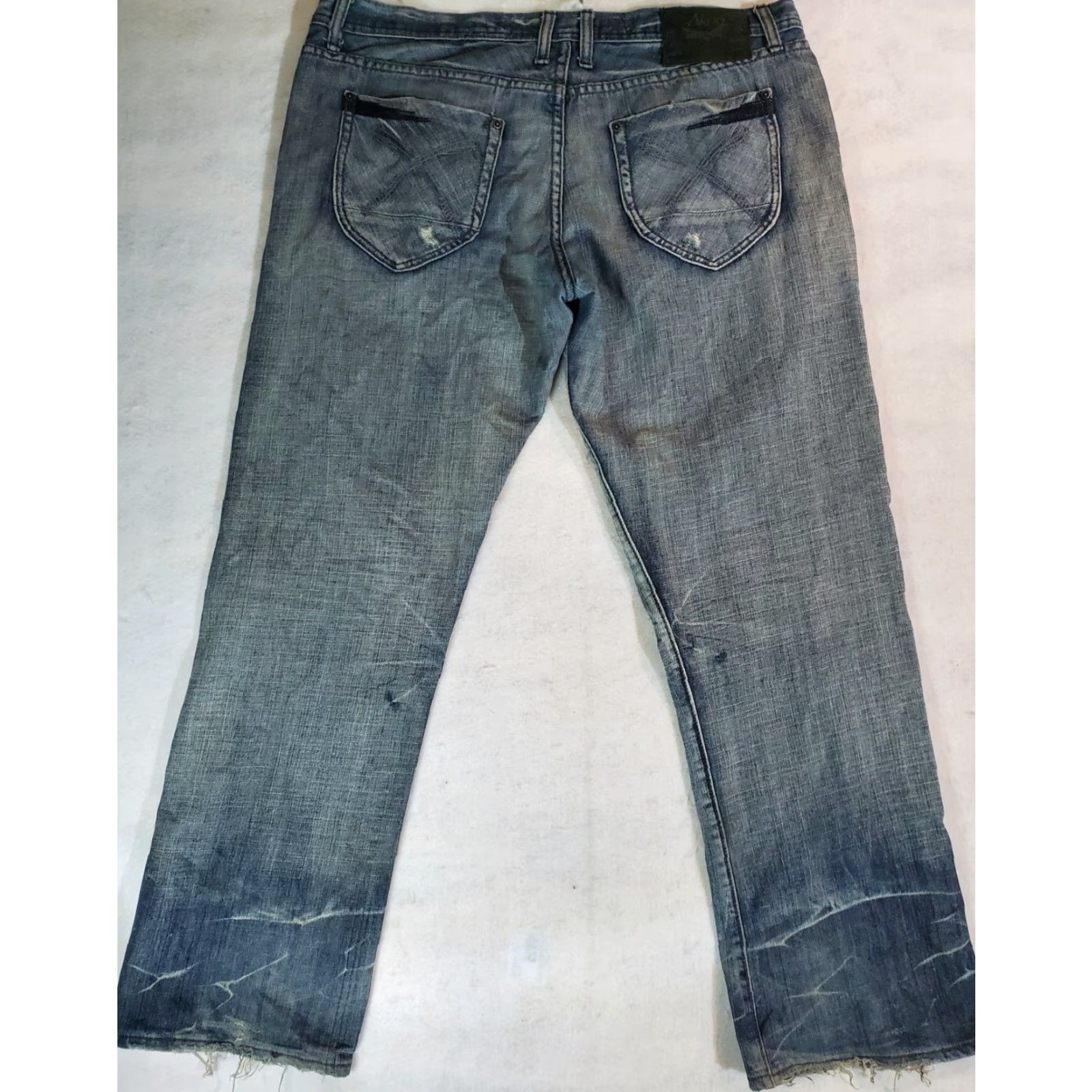 Vintage AKOO Signature Worn Jeans Mens Sz 38x32 Medium Wash Distressed Slim Fit 5-Pocket Denim Blue Size US 38 / EU 54 - 7 Thumbnail