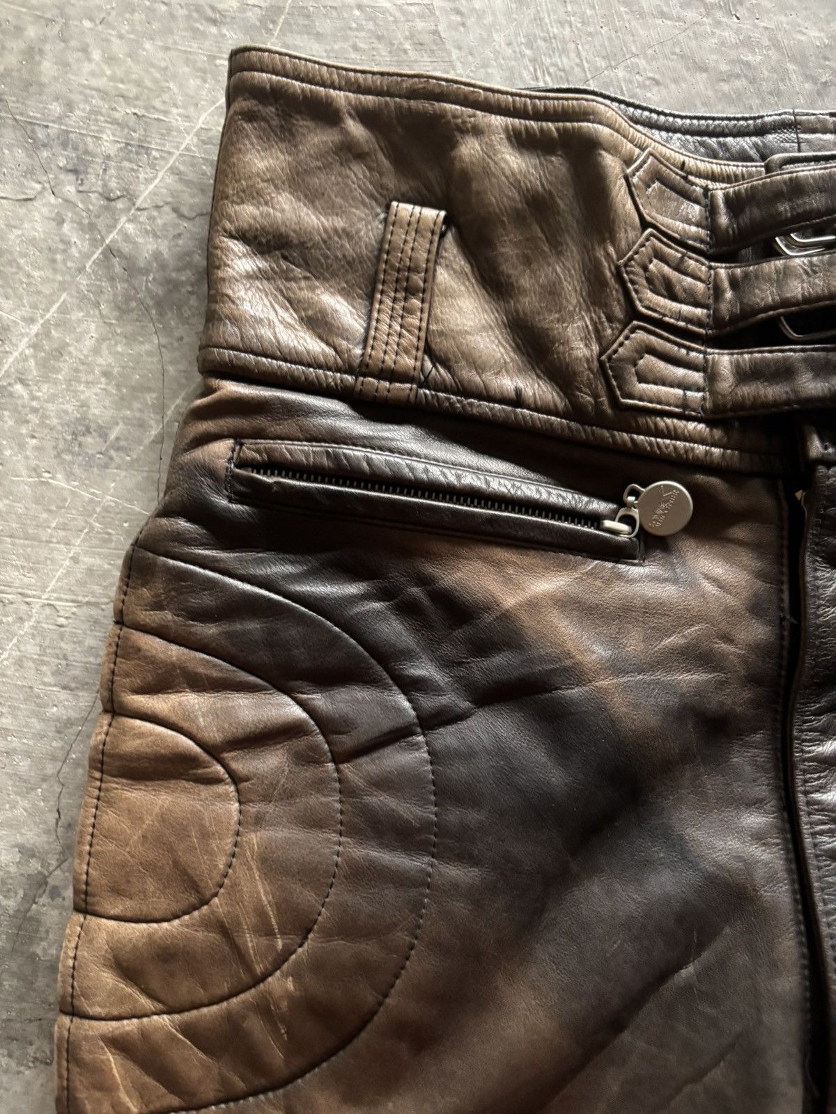 Japanese Brand KOMINE LEATHER PANT MOTORSPORT SUPER SICK FADED PATINA Size US 32 / EU 48 - 10 Thumbnail