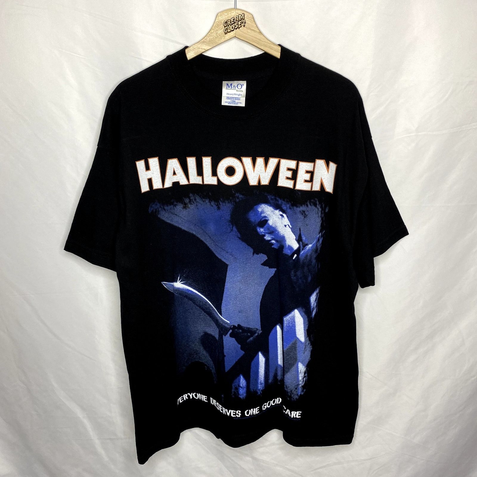 image of Vintage 2001 Halloween Michael Myers Horror Movie Promo Tee in Black, Men's (Size XL)