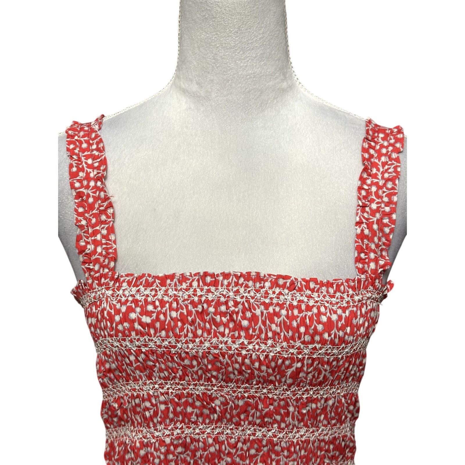 French Connection French Connection Smocked Sleeveless Crop Top Cotton Red 8 Size M / US 6-8 / IT 42-44 - 3 Thumbnail