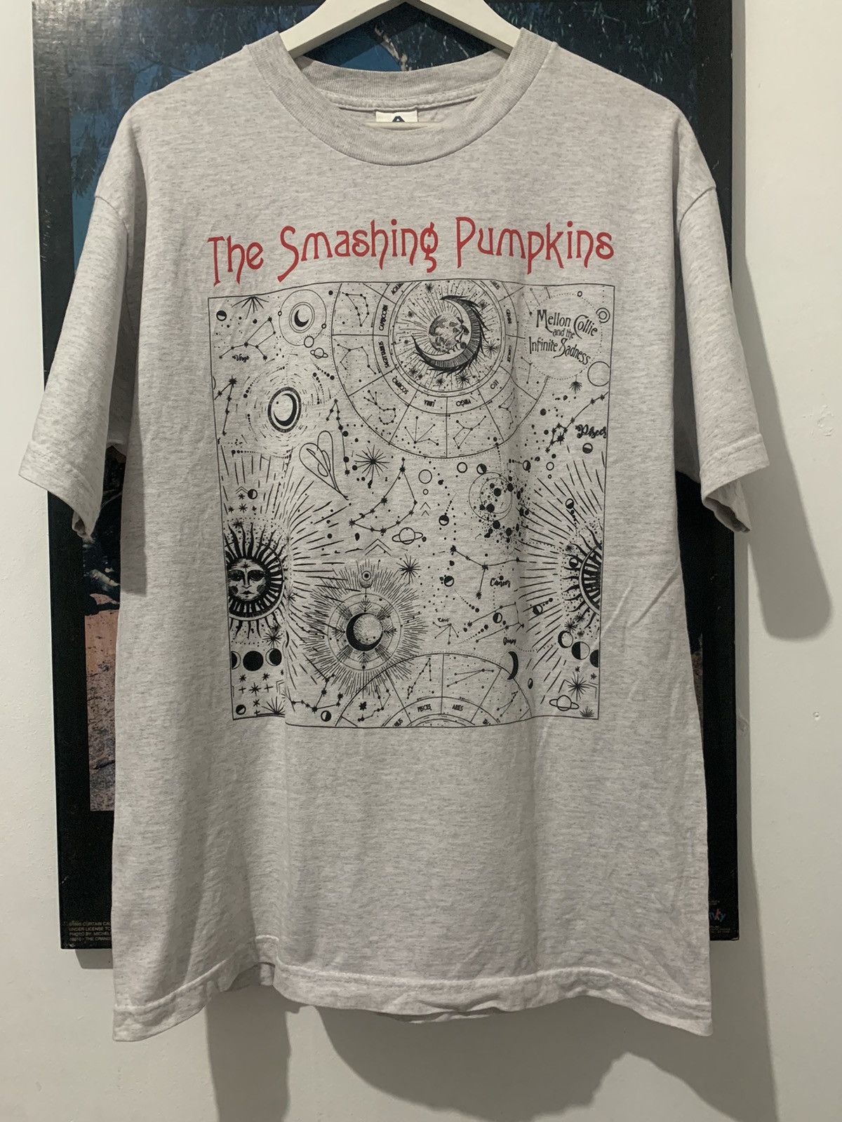 image of Band Tees 90's Bootleg The Smashing Pumpkins Mellon Collie in Heaher Gray, Men's (Size Large)