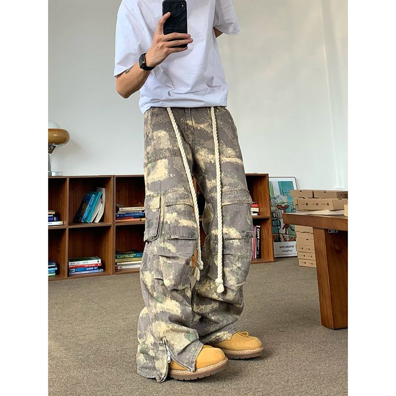 Japanese Brand Camouflage Baggy Flare Jeans Cargo Size US 31 - 3 Thumbnail