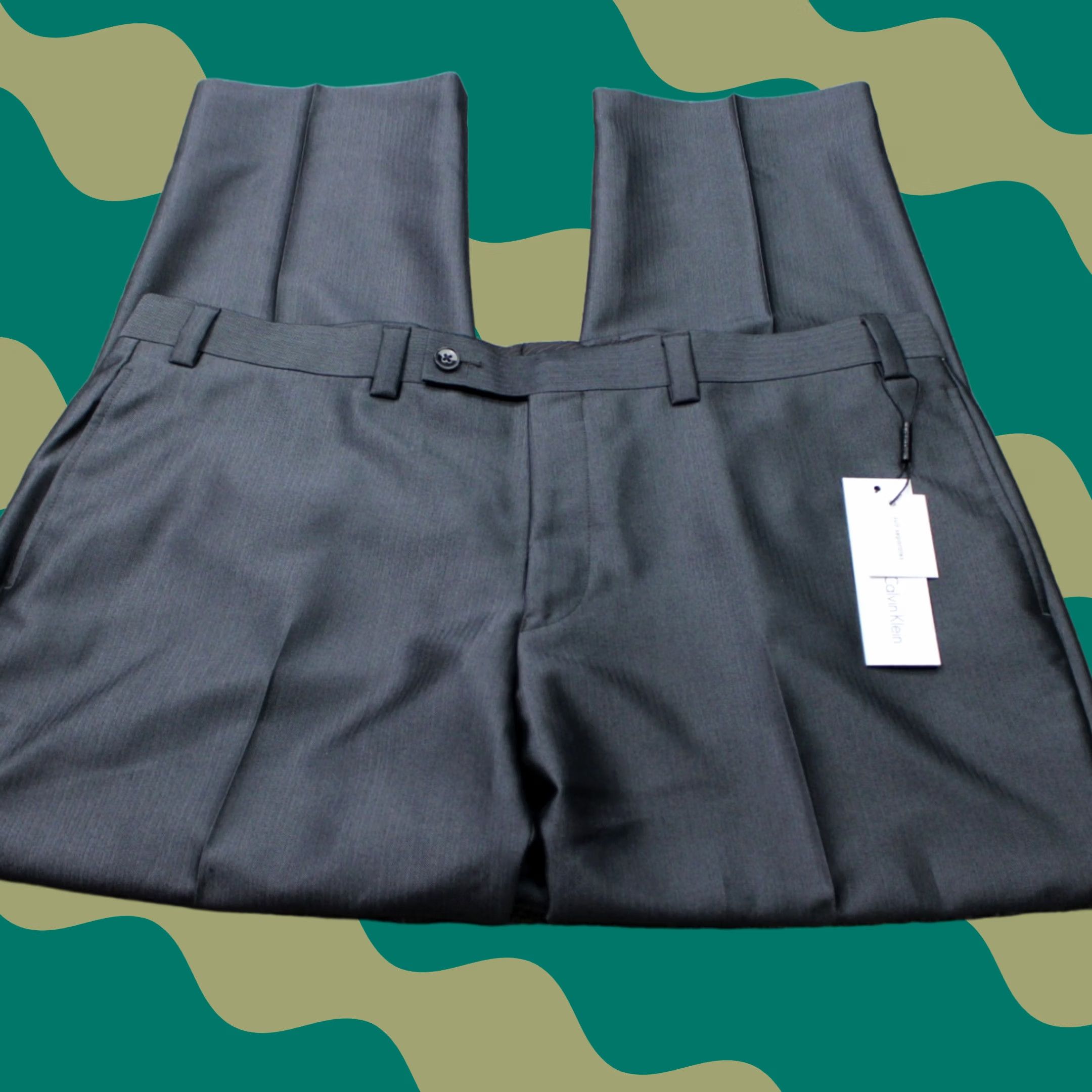 Calvin Klein Calvin Klein Dress Pants Mens 40x30 Gray Flat Front Slim Polyester Rayon City Preppy NWT Size US 40 / EU 56 - 1 Thumbnail