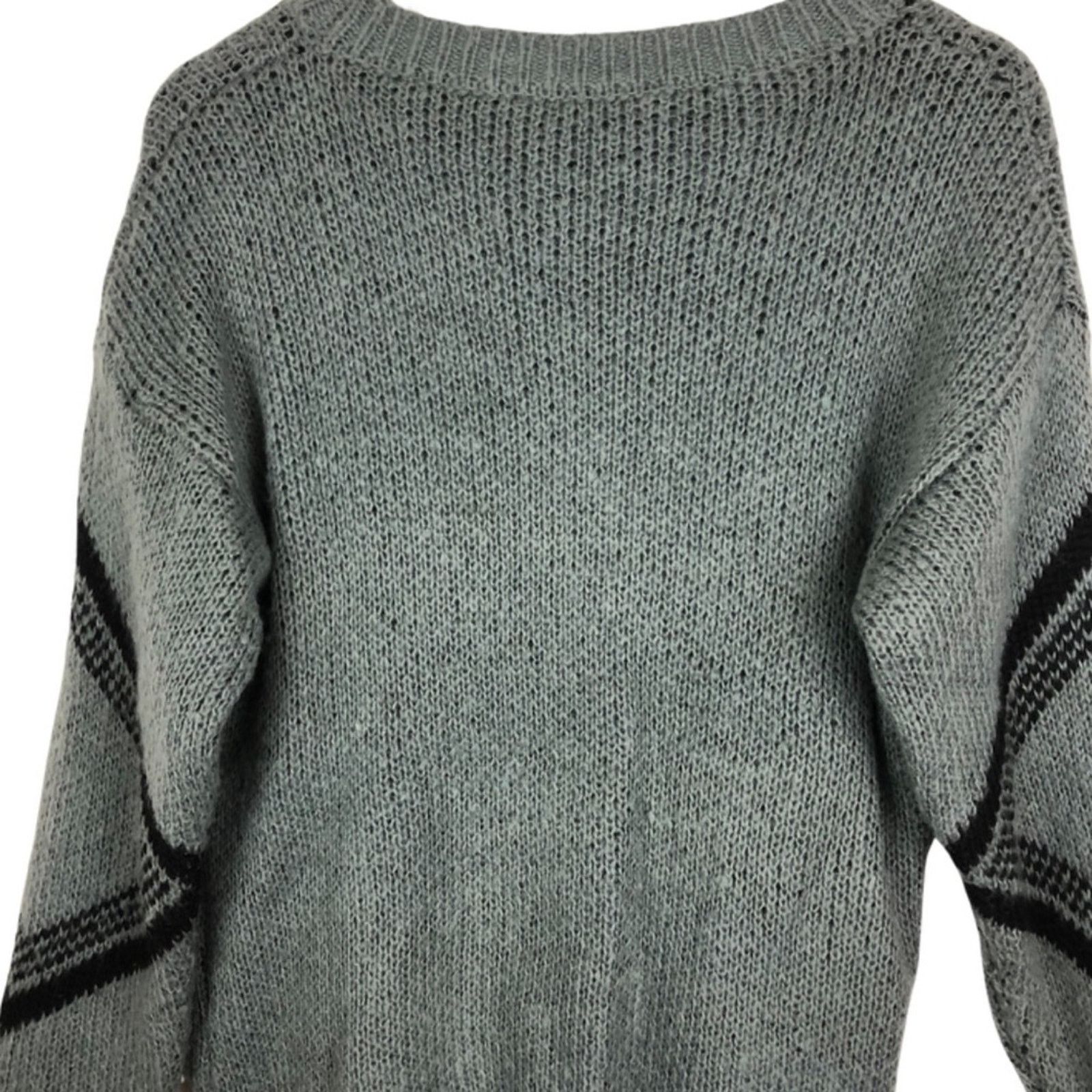 Other Handmade Knit Women’s Grey Geometric Retro Pullover Sweater Size L / US 10 / IT 46 - 8 Thumbnail