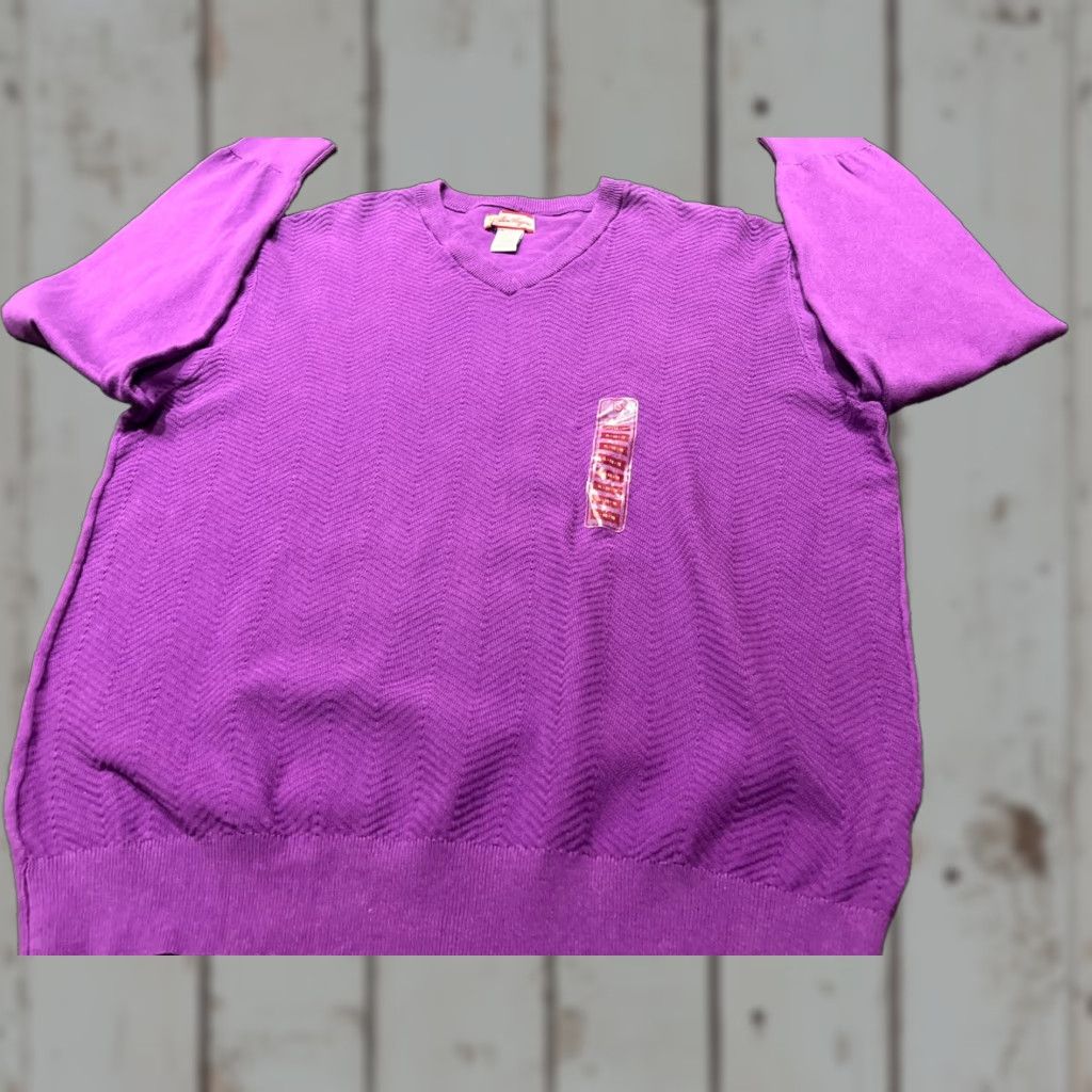 Hogan VINTAGE Ben Hogan Sweater Mens XL Purple V Neck Knit Pullover Long Sleeve Regular Cotton Blend All Seasons Golf Mens Size US XL / EU 56 / 4 - 1 Thumbnail