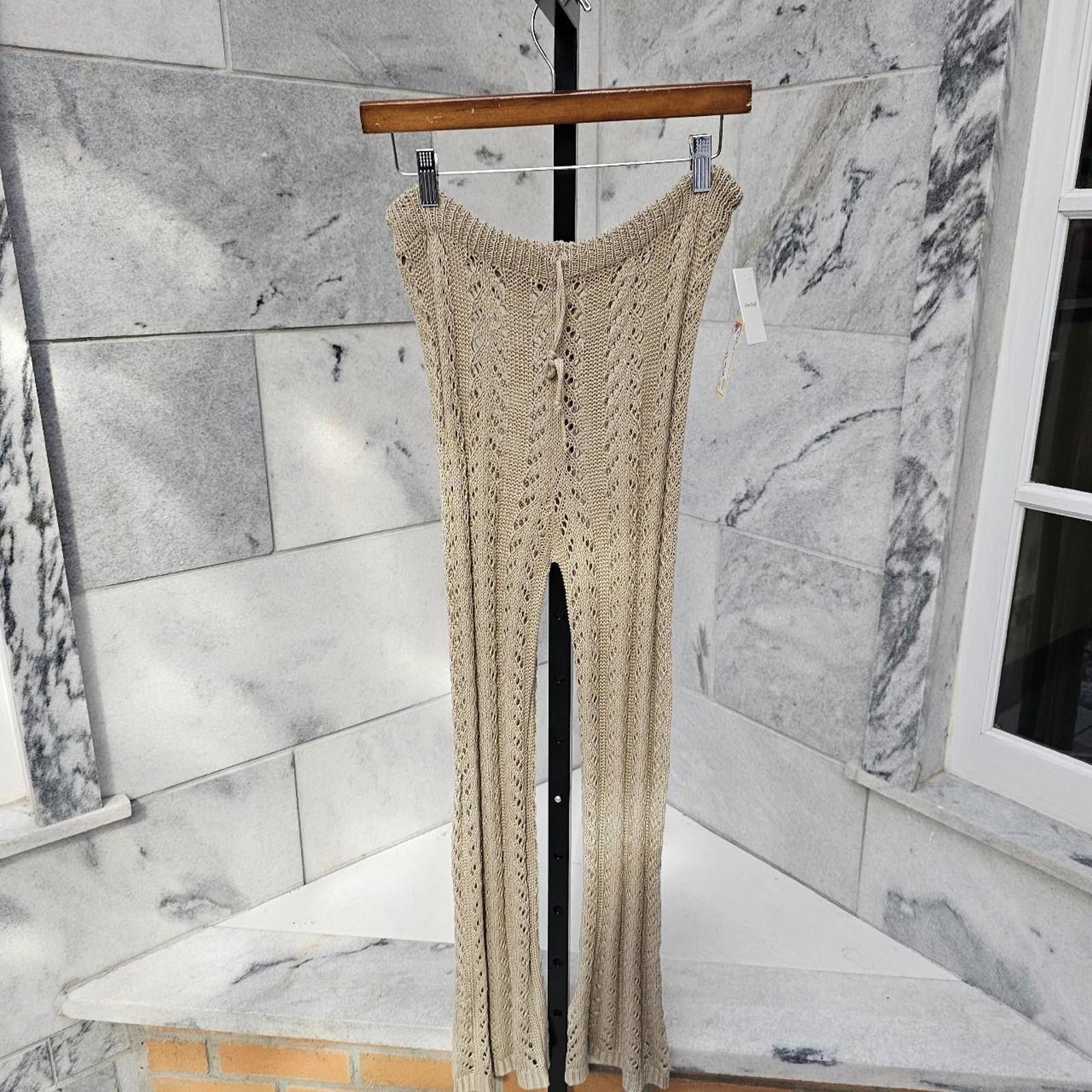 Other Women's Tan Crochet Knit Pants Size 28" / US 6 / IT 42 - 2 Thumbnail