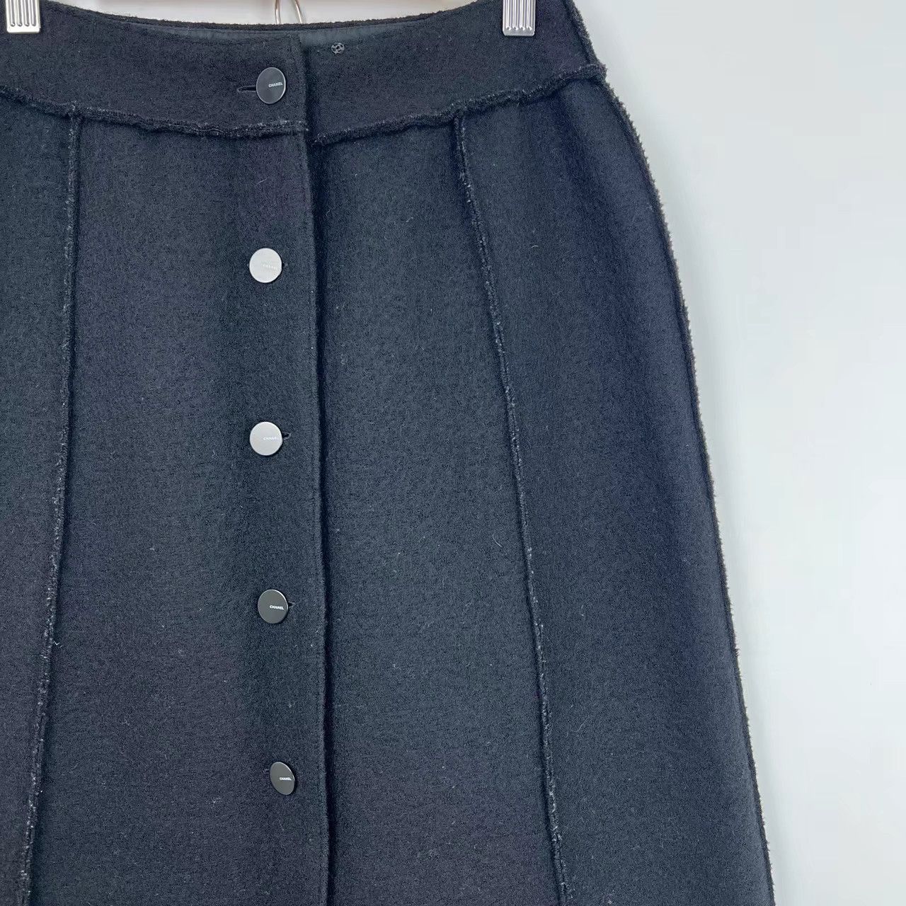 Chanel Chanel Black Wool Button Front Skirt K12 Size 24" / US 00 / IT 34 - 4 Thumbnail