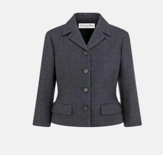 Dior o1w1db11124 Three-Quarter Sleeves Fitted Jacket in Blue Size XS / US 0-2 / IT 36-38 - 1 Thumbnail