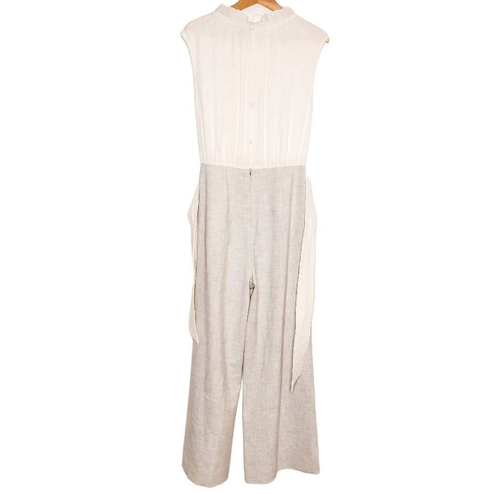 Rebecca Taylor Rebecca Taylor White Grey Ruffle Stretch Silk Jumpsuit Sz 6 Size 28" / US 6 / IT 42 - 4 Thumbnail
