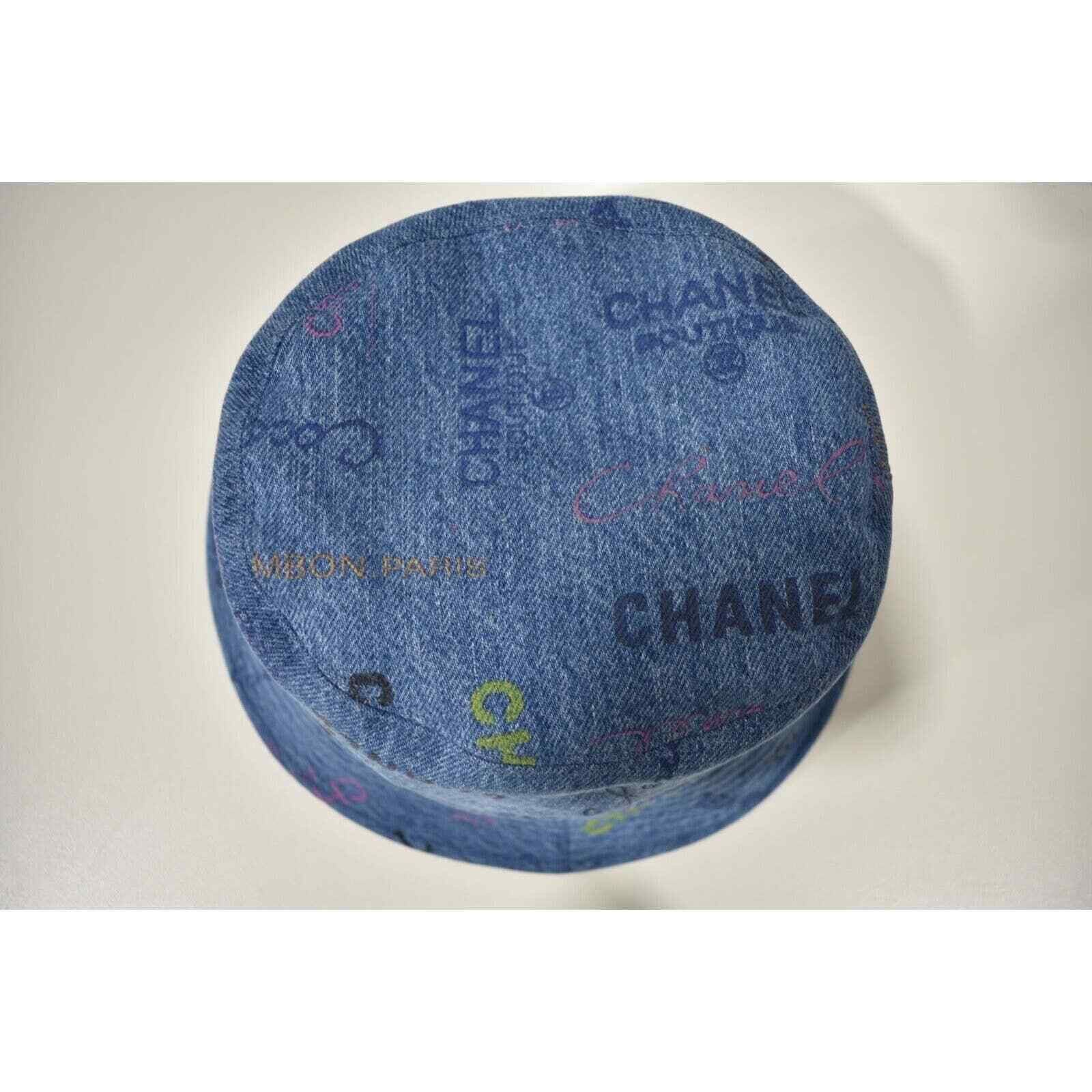 Chanel Chanel Denim Graffiti CC Logo Sun Cloche Bucket Hat Large L Size ONE SIZE - 8 Thumbnail