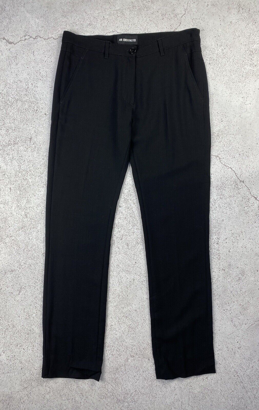image of Ann Demeulemeester Wool Pleated Black Trousers Pants, Women's (Size 26)