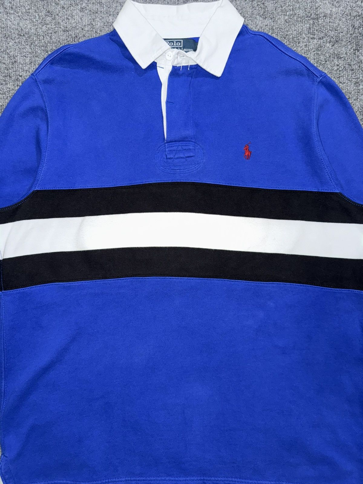 Polo Ralph Lauren Vintage Polo Ralph Lauren Blue Striped Rugby Shirt Size L Size US L / EU 52-54 / 3 - 2 Thumbnail