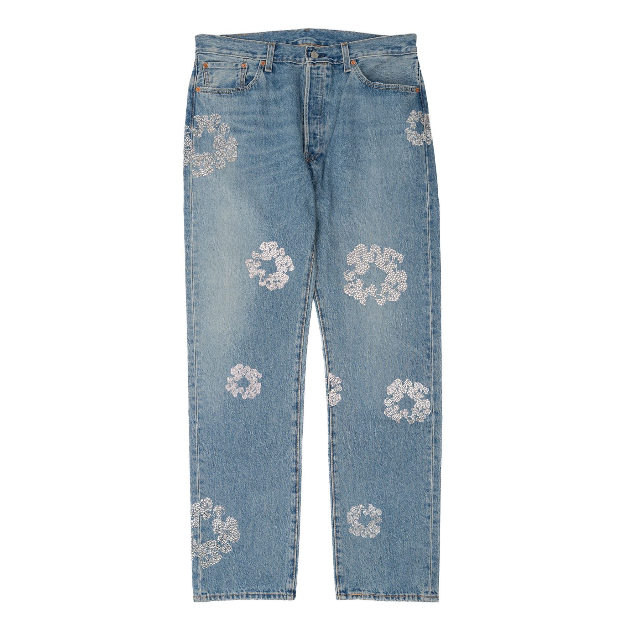 DENIM TEARS Bust Down Swarovski Tears 501 Jeans Light Wash Size US 36 / EU 52 - 1 Thumbnail