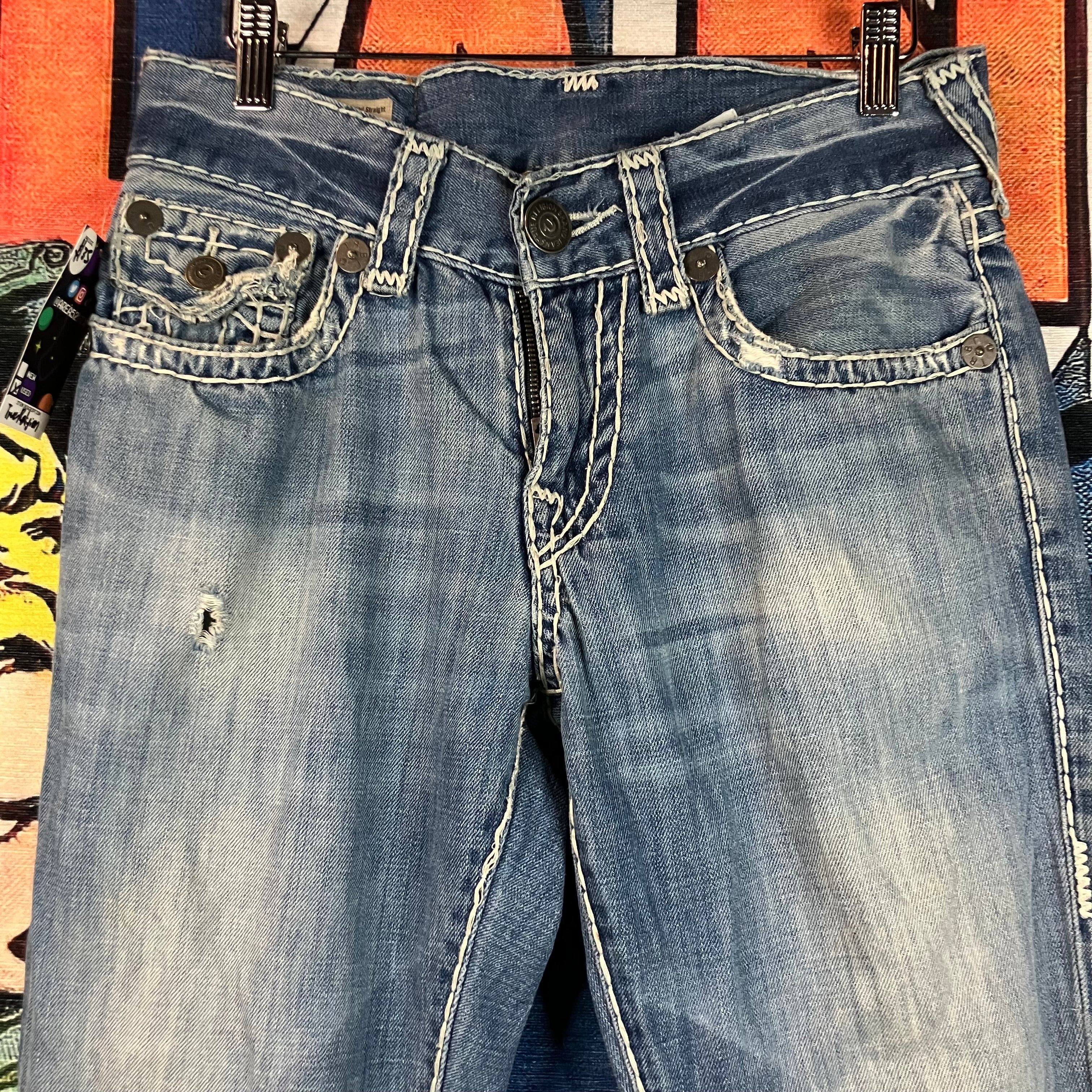 True Religion True Religion Ricky Relaxed Straight Light Washed Denim Size US 30 / EU 46 - 8 Thumbnail