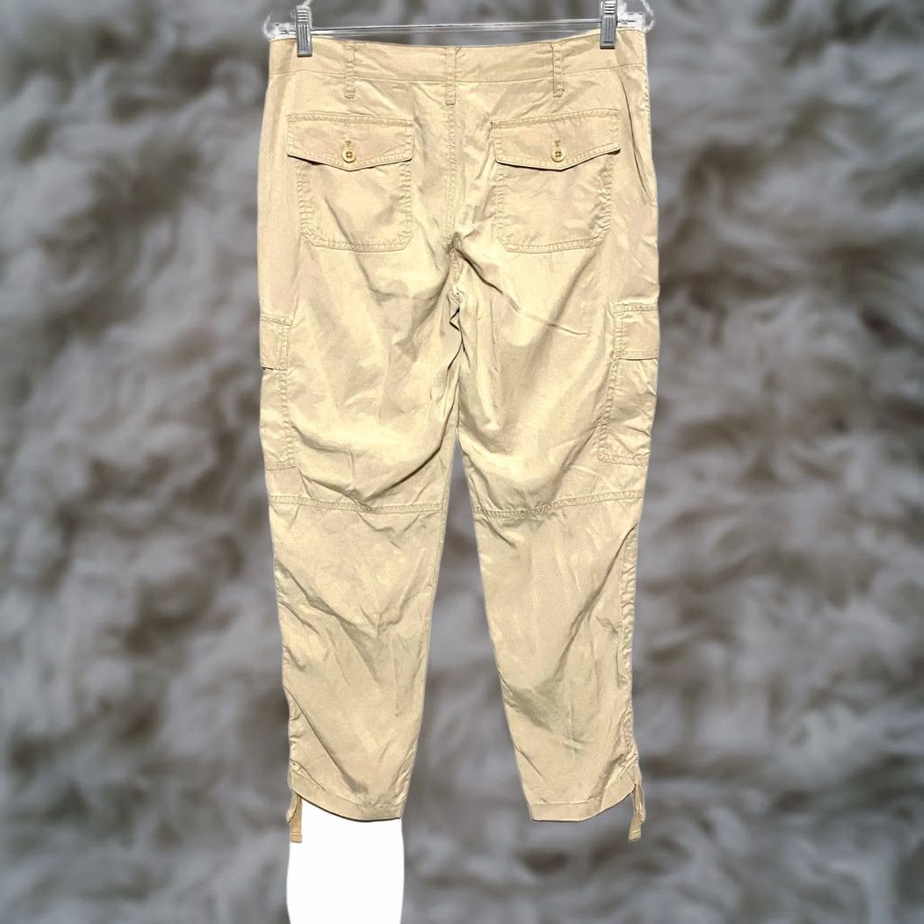 Ralph Lauren Lauren Ralph Lauren Cargo Pants Khakis Women 4P Ruched Ankle Ties Utility Safari Pants Casual Travel Beige Lyocell Pockets 4 Petite Womens Size 27" / US 4 / IT 40 - 1 Thumbnail