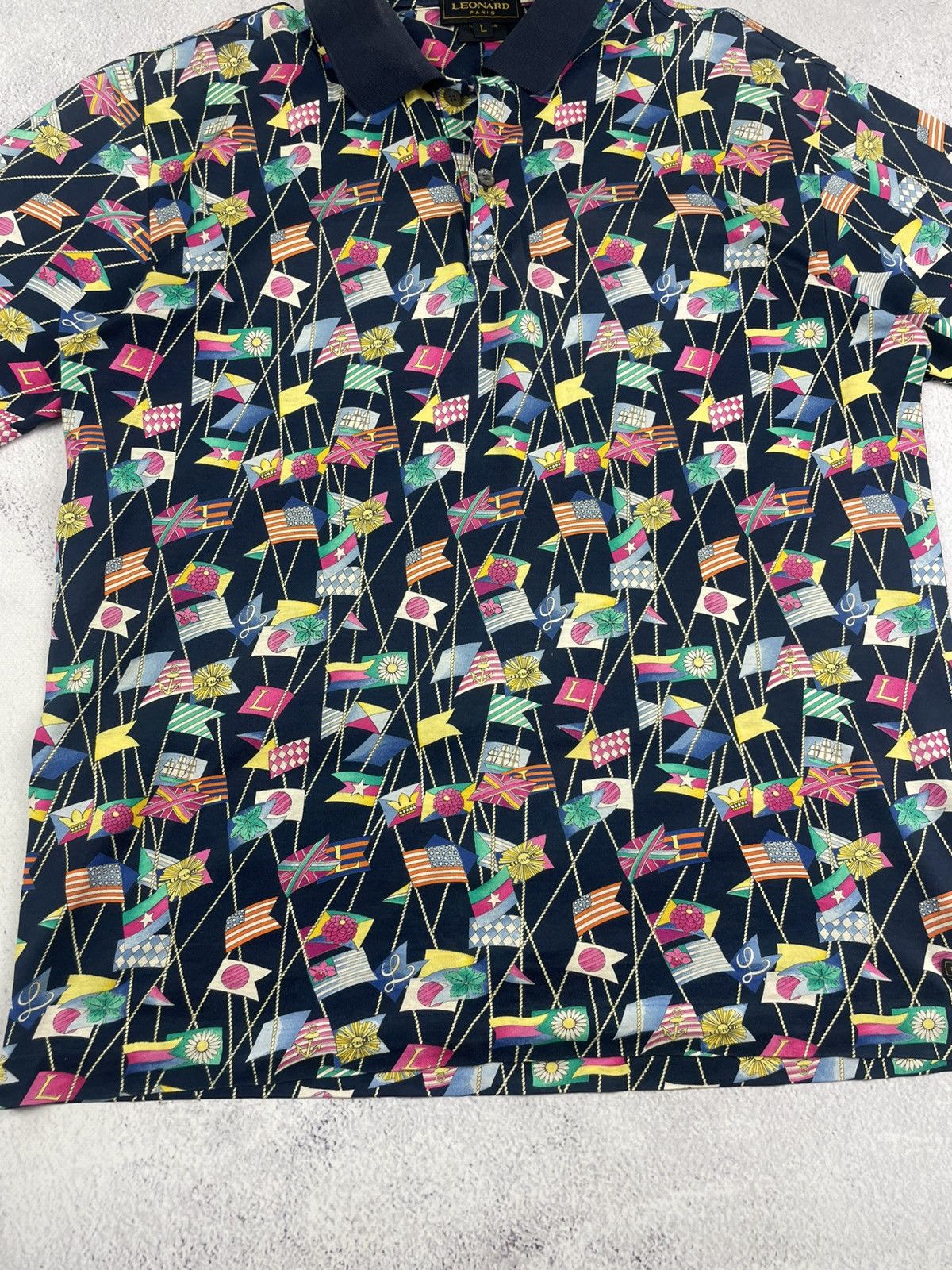 Leonard Paris Leonard Paris Homme Vintage Polo Shirt Sailing Flags Print Size US L / EU 52-54 / 3 - 5 Thumbnail
