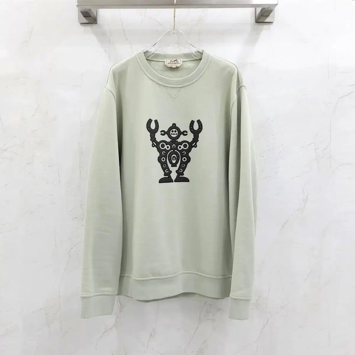Hermes Hermes Light Green Robot Patch Sweatshirt Size US XL / EU 56 / 4 - 2 Thumbnail