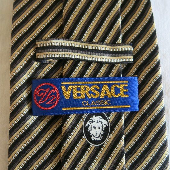 Versace Versace Handmade Classic V2 Stripe Silk Neck Tie Size ONE SIZE - 6 Thumbnail